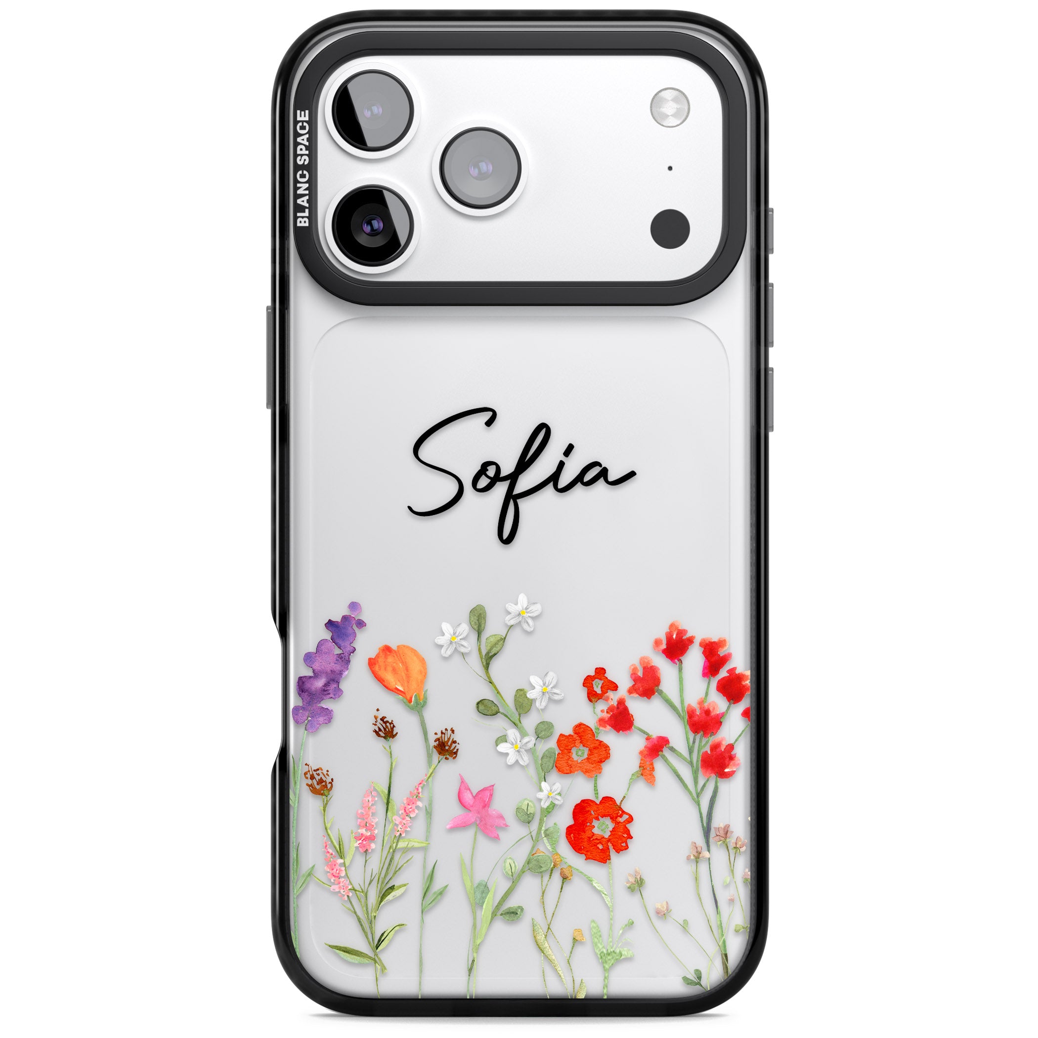 Personalised Spring Wildflowers iPhone 17 Pro Impact Black Phone Case