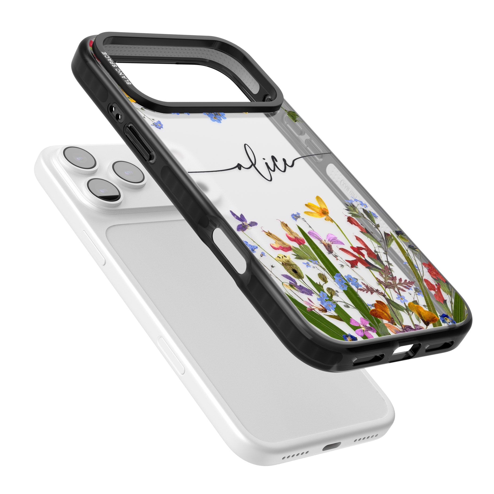 Personalised Wildflower Floral iPhone 17 Pro Max Impact Black Phone Case Colours