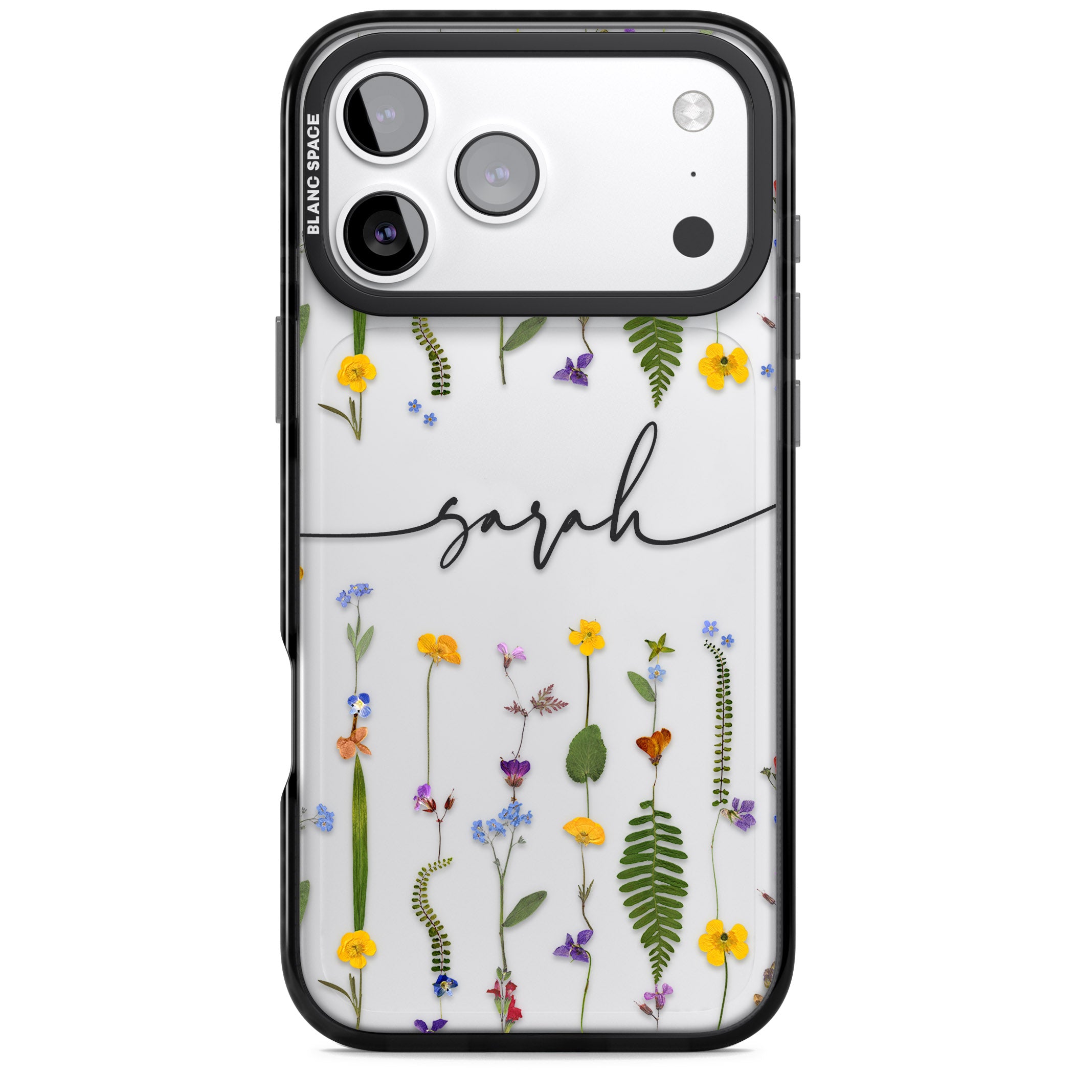 Personalised Wildflower Chain iPhone 17 Pro Impact Black Phone Case