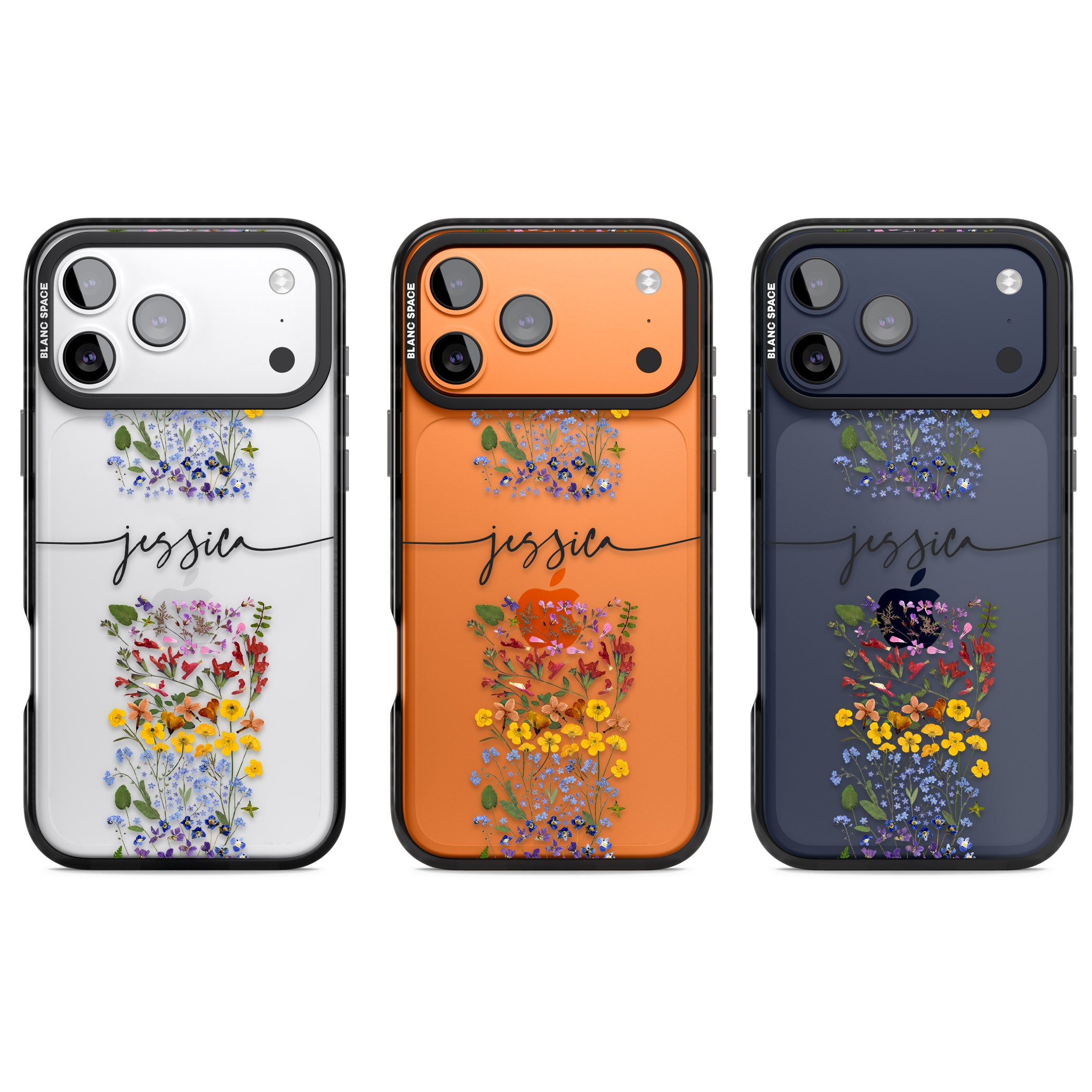 Personalised Wildflower Stripe iPhone 17 Pro Impact Black Phone Case APT Impact Protection