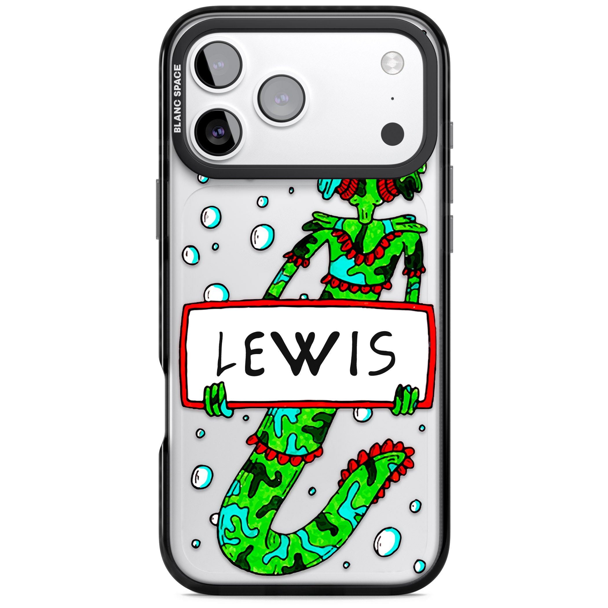 Personalised Fish Boy iPhone 17 Pro Impact Black Phone Case