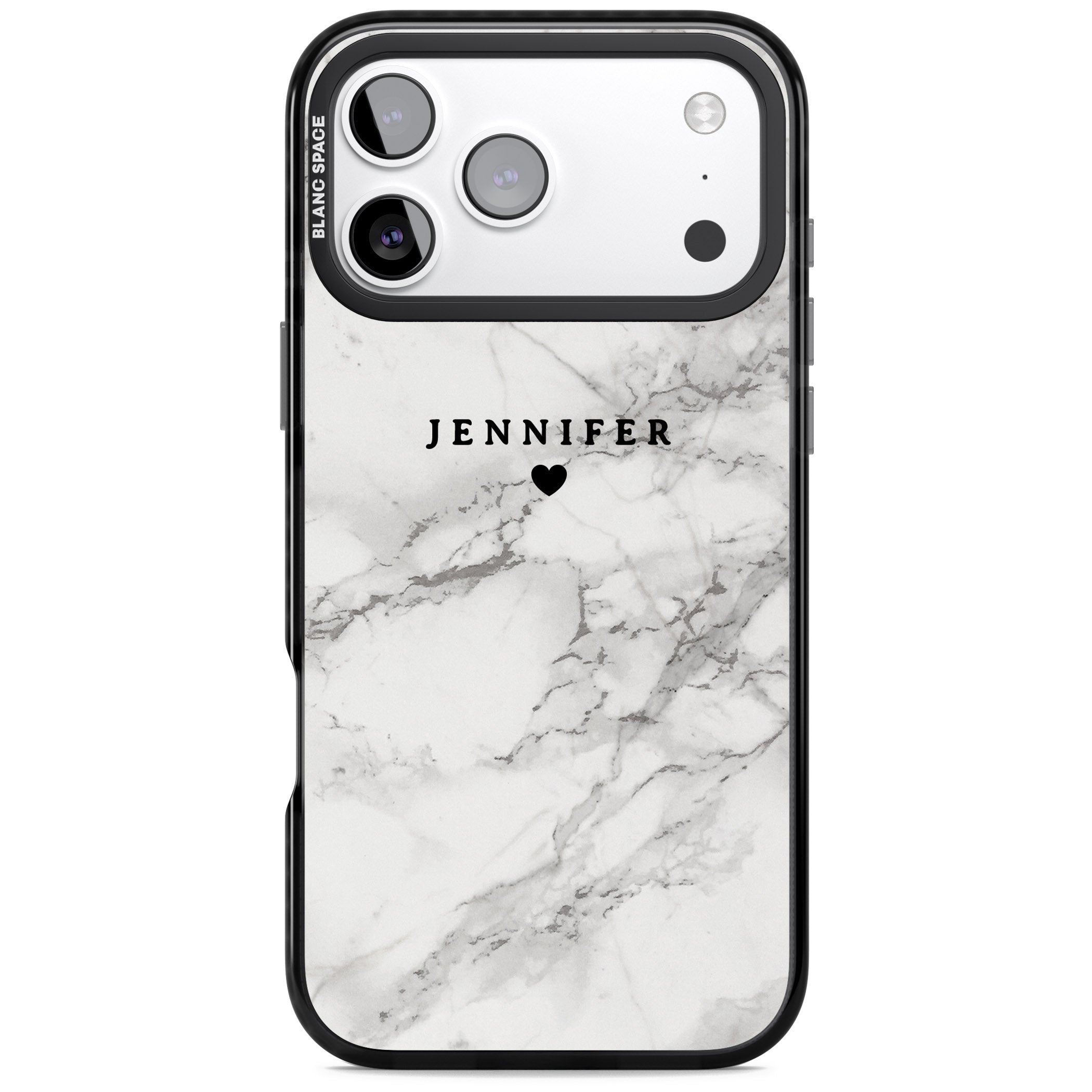 Personalised Classic Grey Marble iPhone 17 Pro Impact Black Phone Case