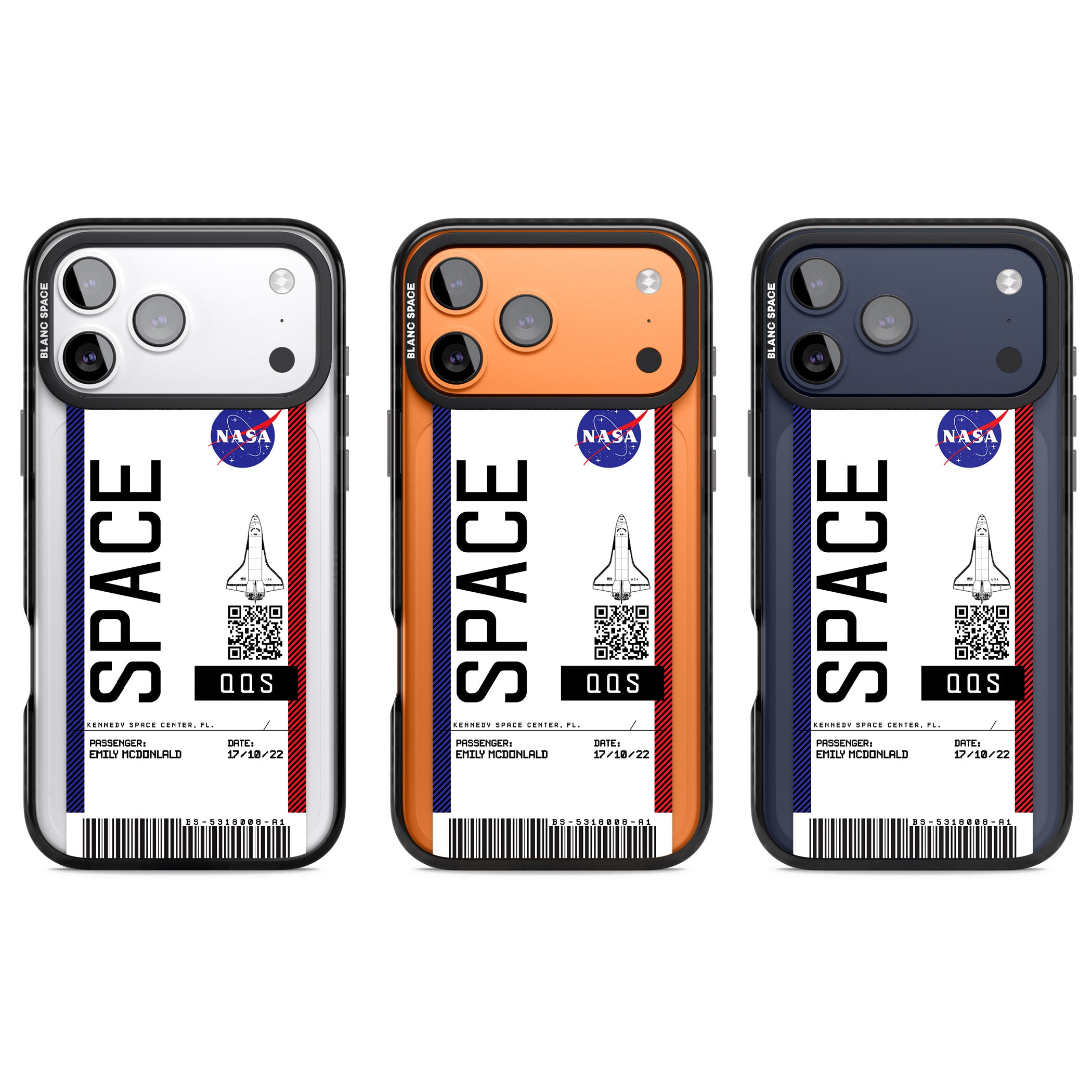 Personalised Nasa Boarding Pass (Light) iPhone 17 Pro Impact Black Phone Case APT Impact Protection