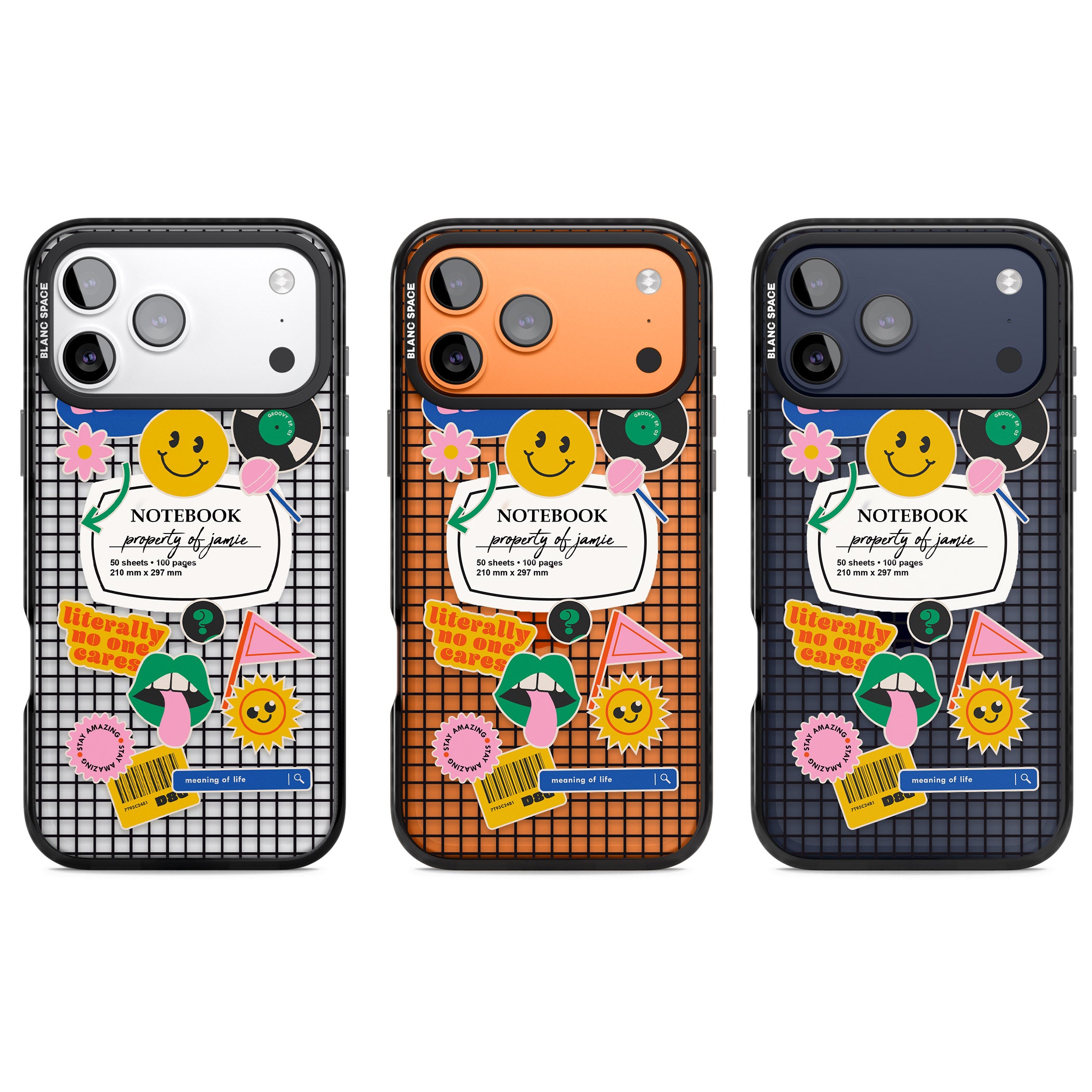 Personalised Sticker Mix Grid iPhone 17 Pro Impact Black Phone Case APT Impact Protection