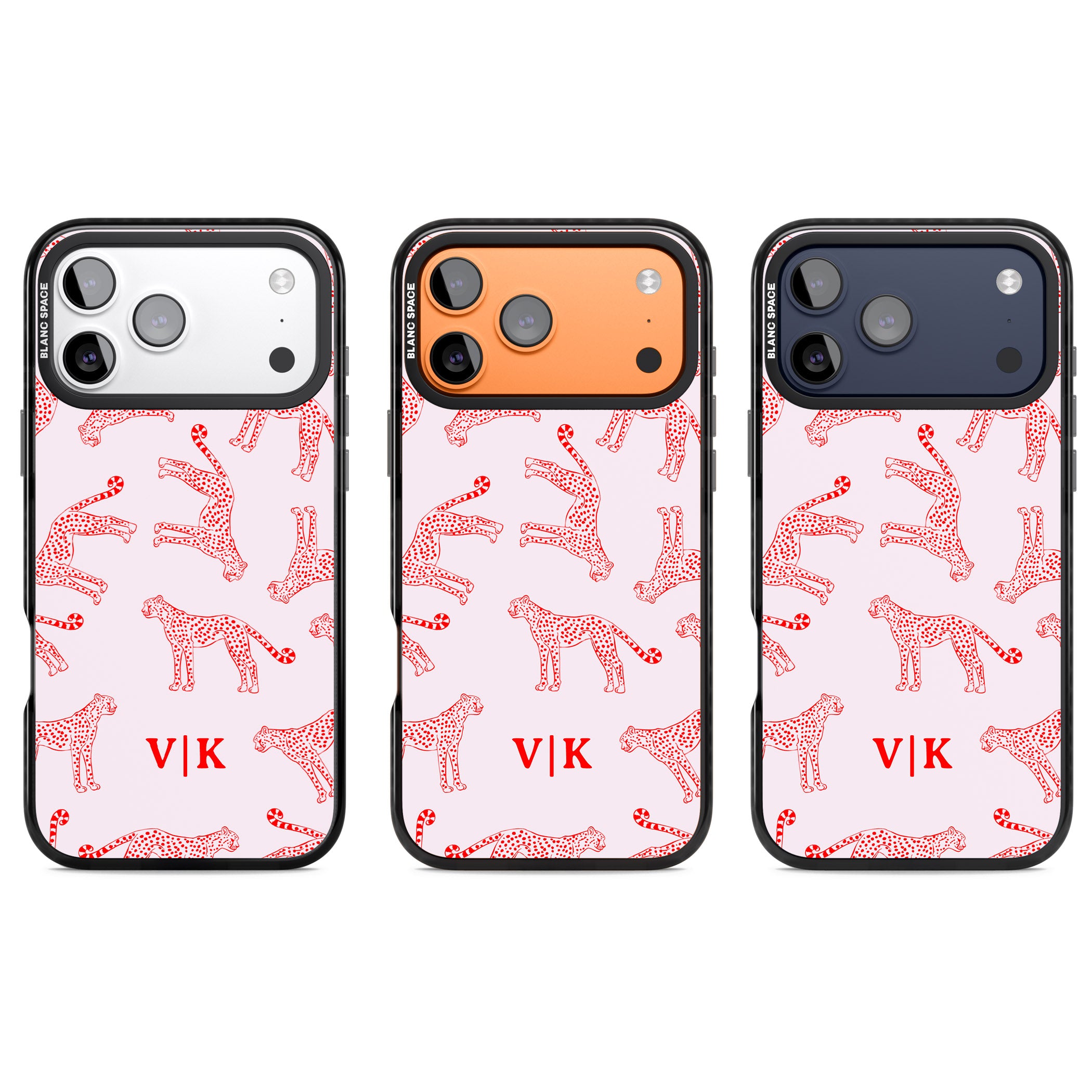 Personalised Red & Pink Cheetah iPhone 17 Pro Impact Black Phone Case APT Impact Protection