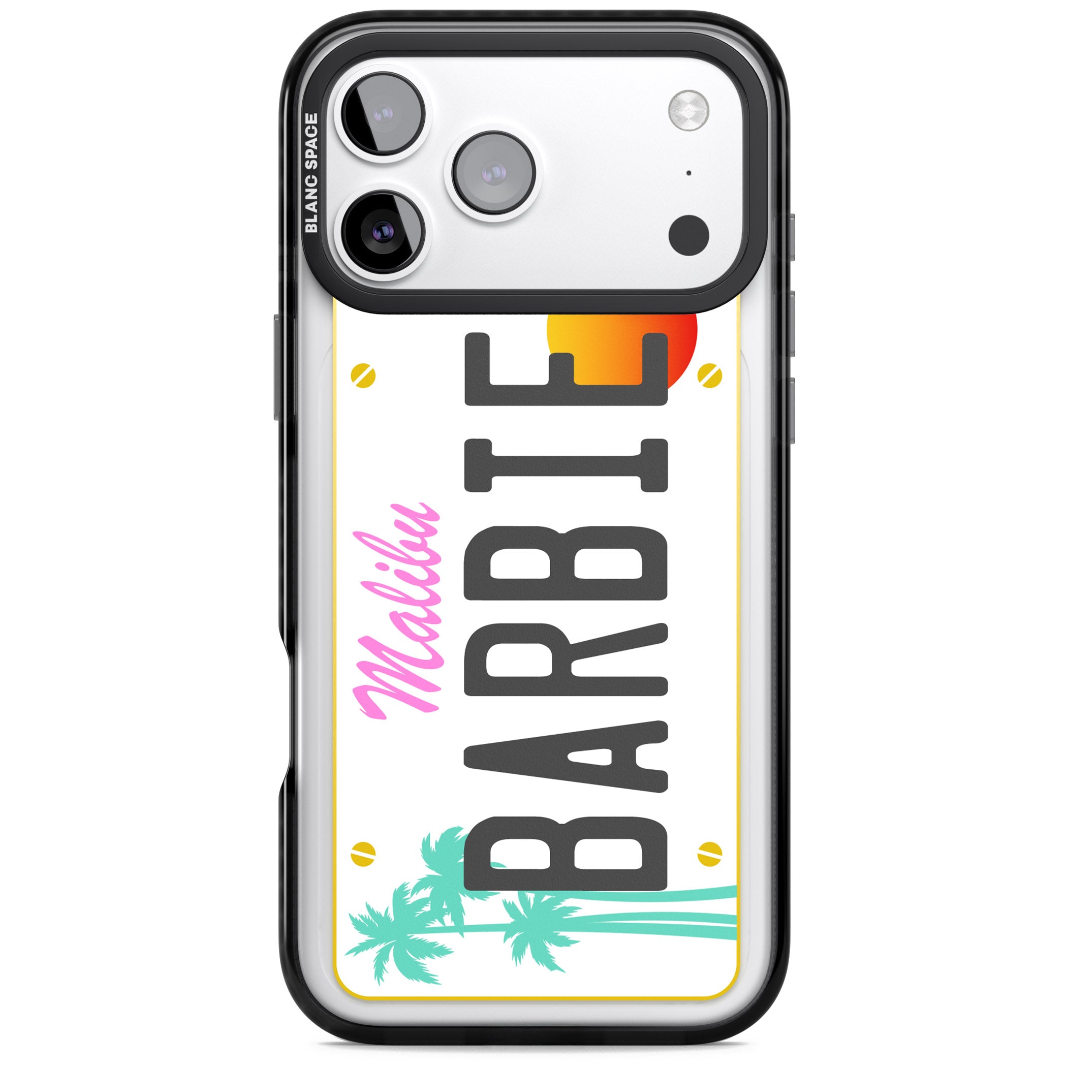 Personalised Malibu License Plate iPhone 17 Pro Impact Black Phone Case