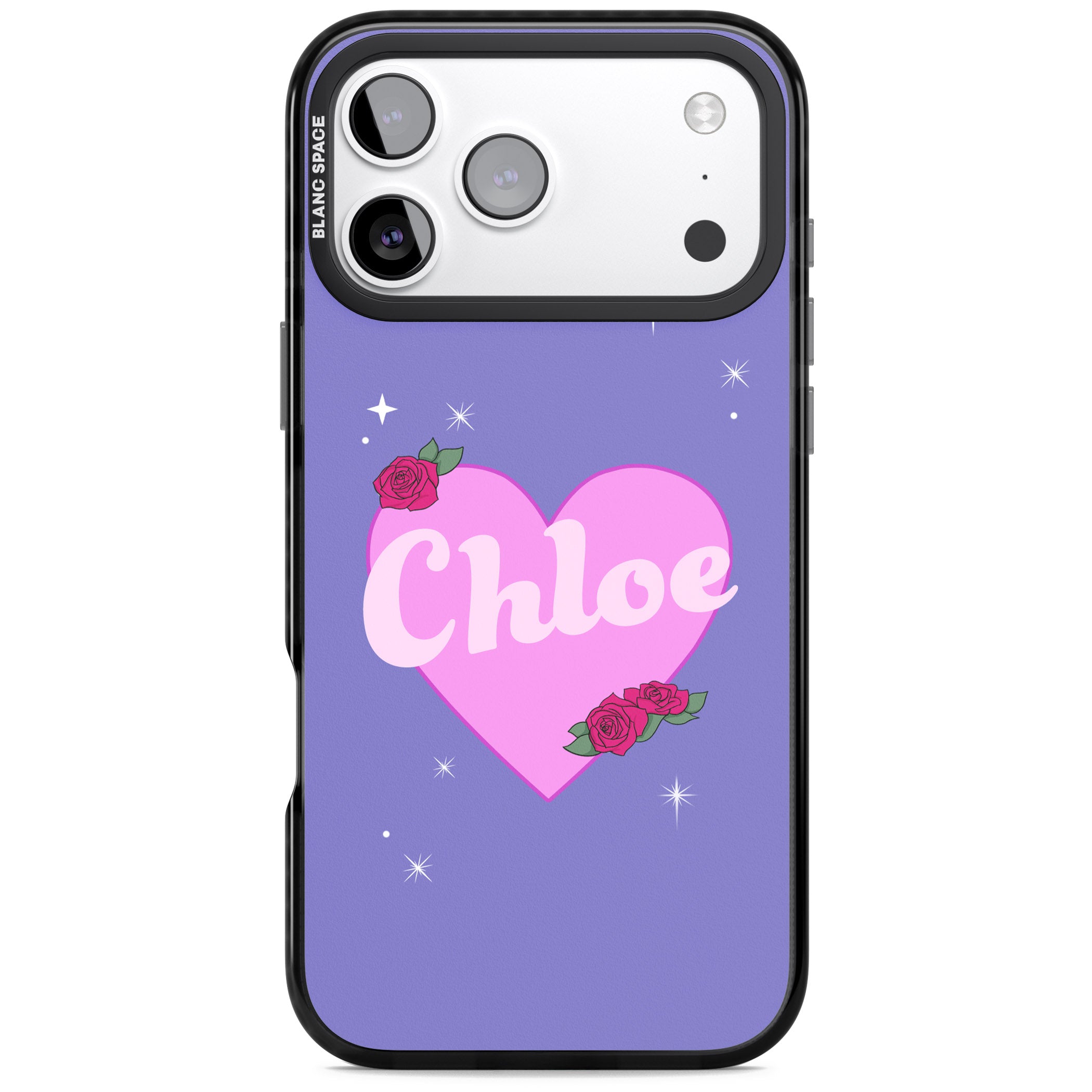 Personalised Glamorous Love Heart iPhone 17 Pro Impact Black Phone Case