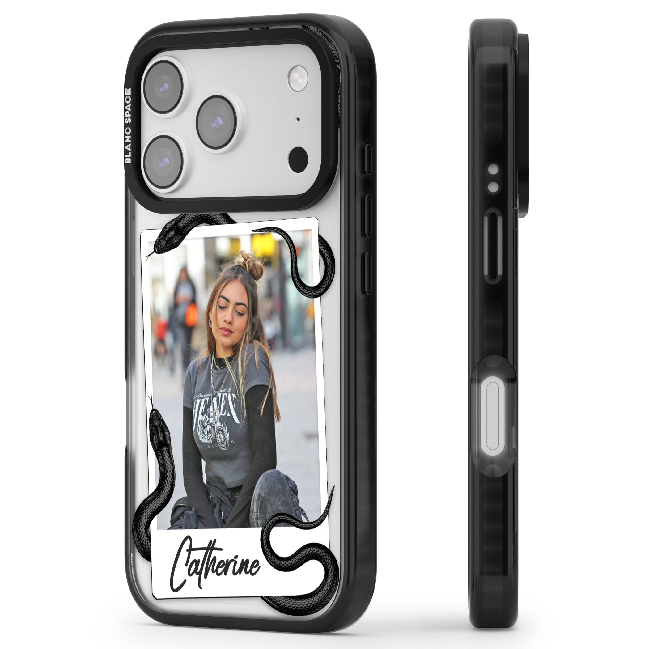 Personalised Snake Instant Photo iPhone 17 Pro Impact Black Phone Case Side Profile