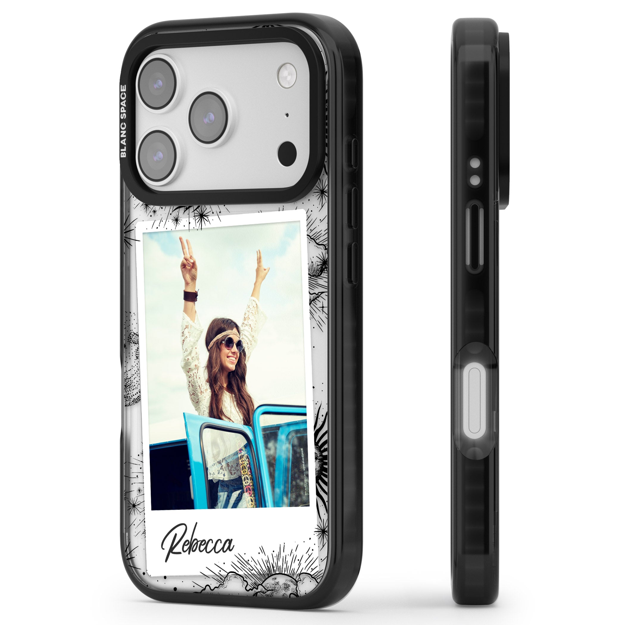 Personalised Astrology Instant Photo iPhone 17 Pro Impact Black Phone Case Side Profile