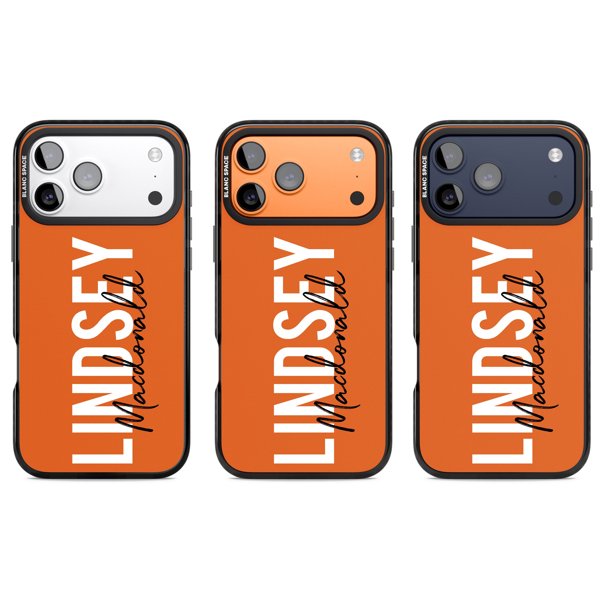 Personalised Bold Name: Orange iPhone 17 Pro Impact Black Phone Case APT Impact Protection