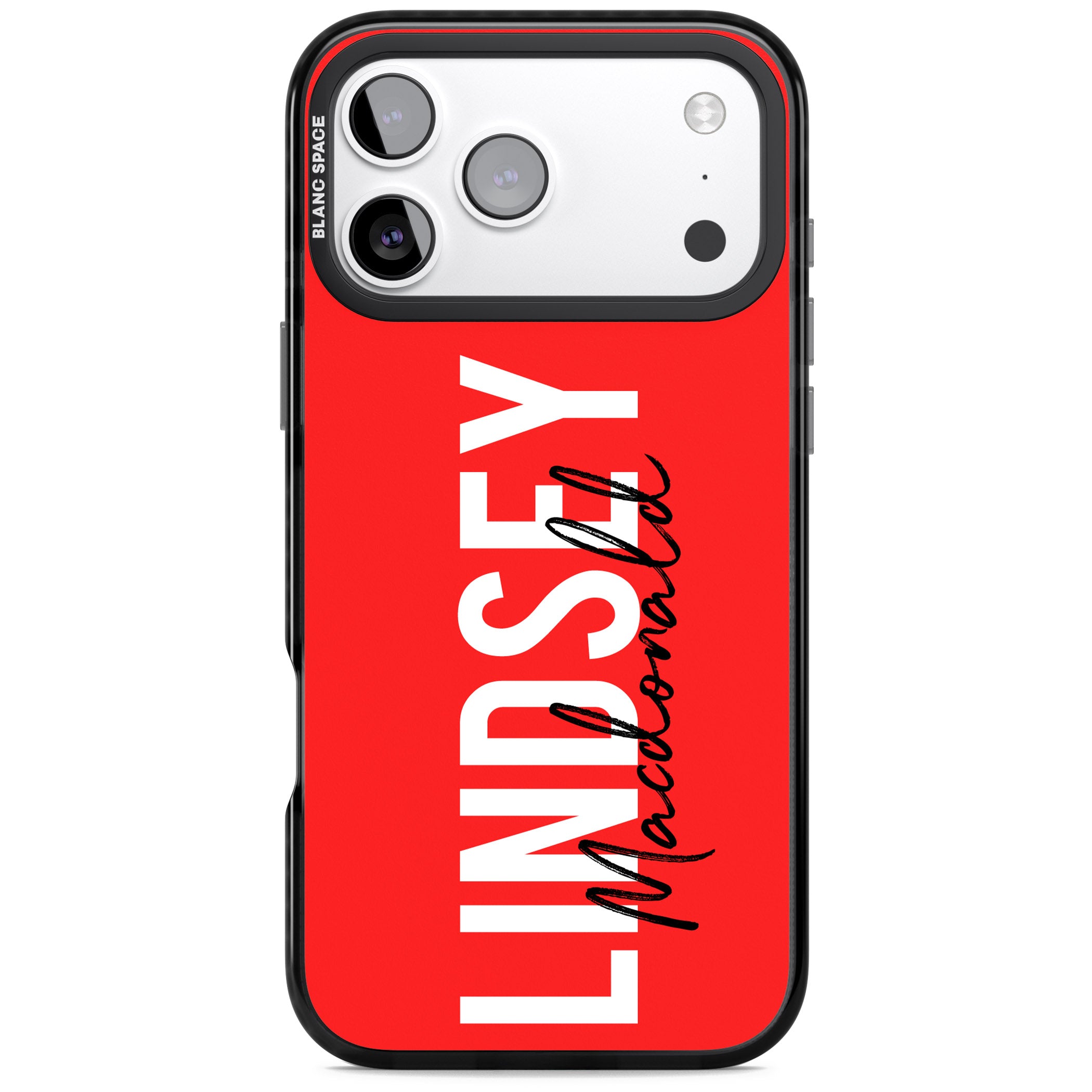 Personalised Bold Name: Red iPhone 17 Pro Impact Black Phone Case