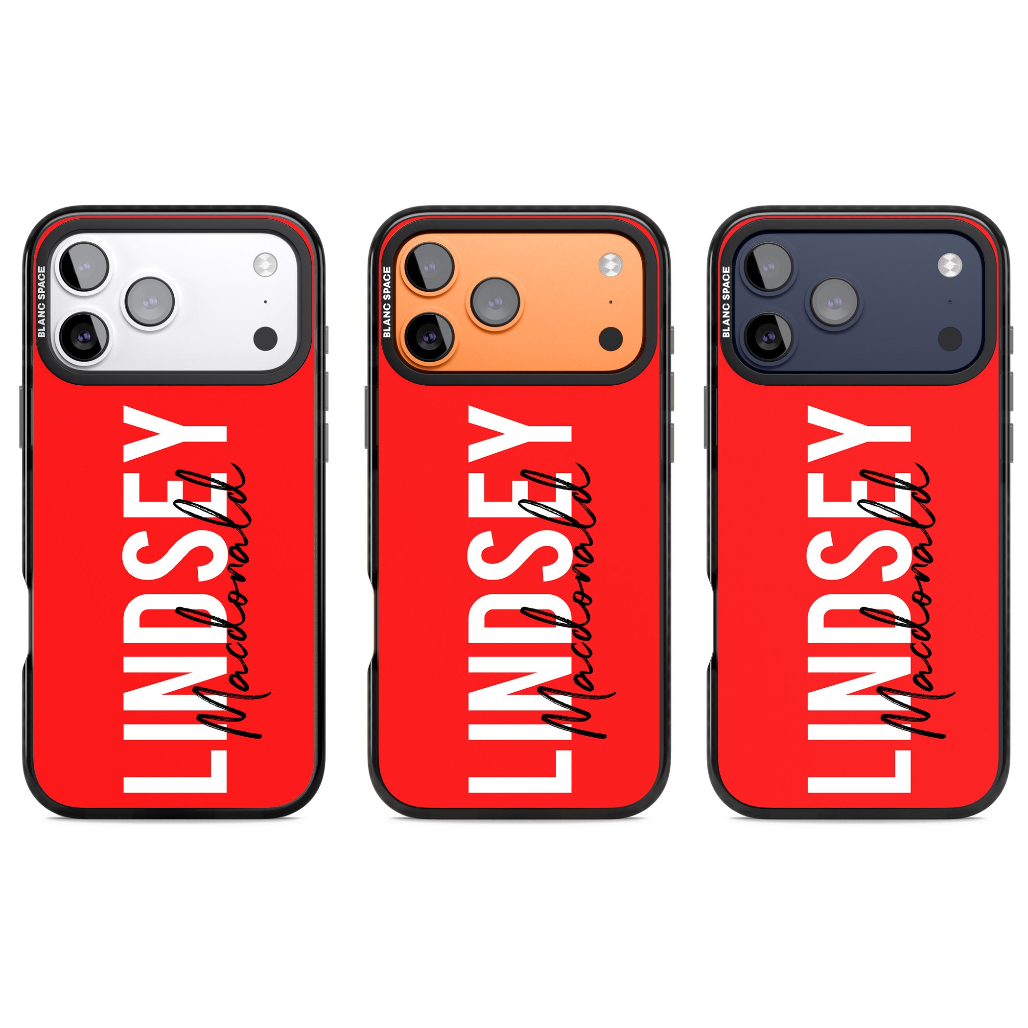 Personalised Bold Name: Red iPhone 17 Pro Impact Black Phone Case APT Impact Protection