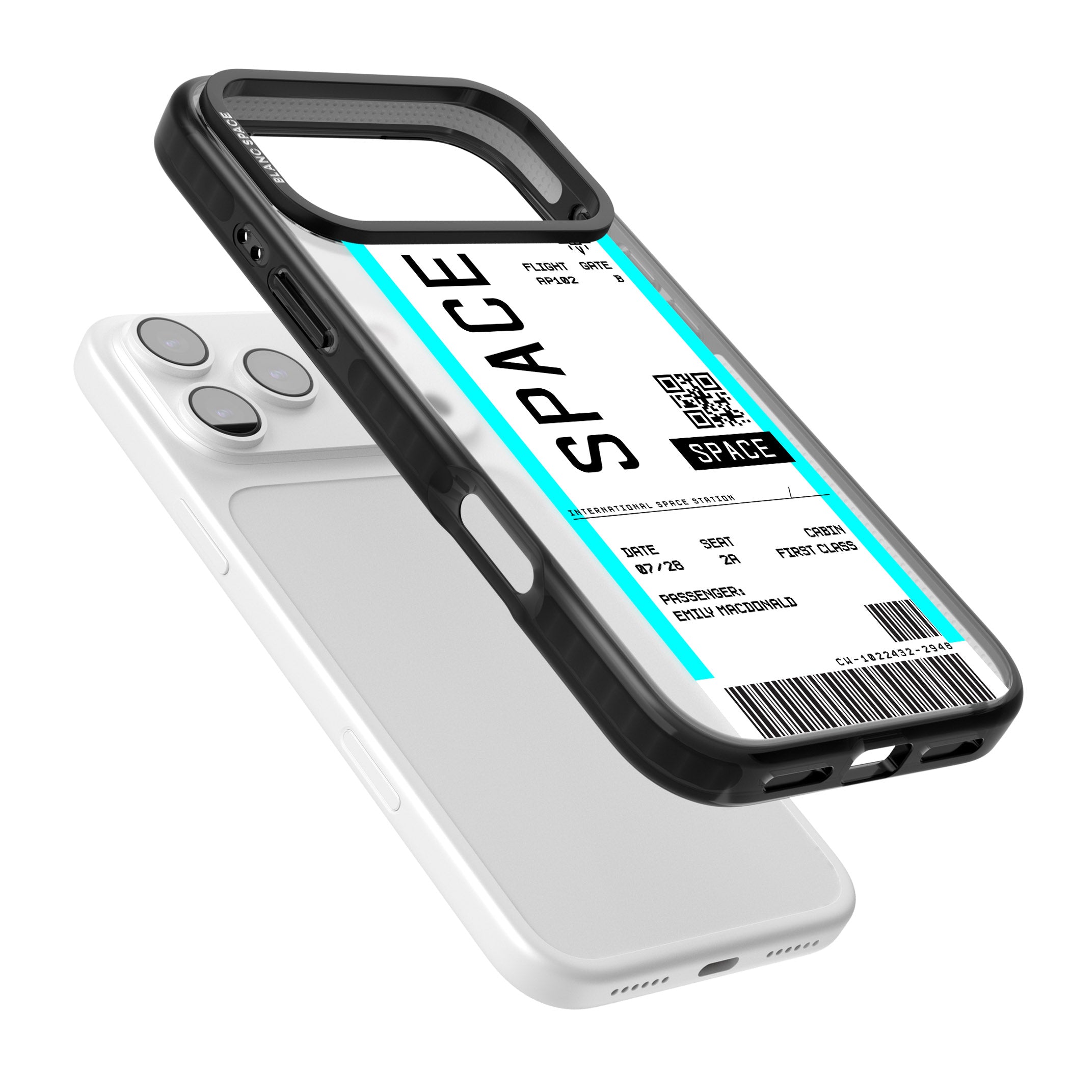 Personalised Space Travel Ticket iPhone 17 Pro Impact Black Phone Case Colours