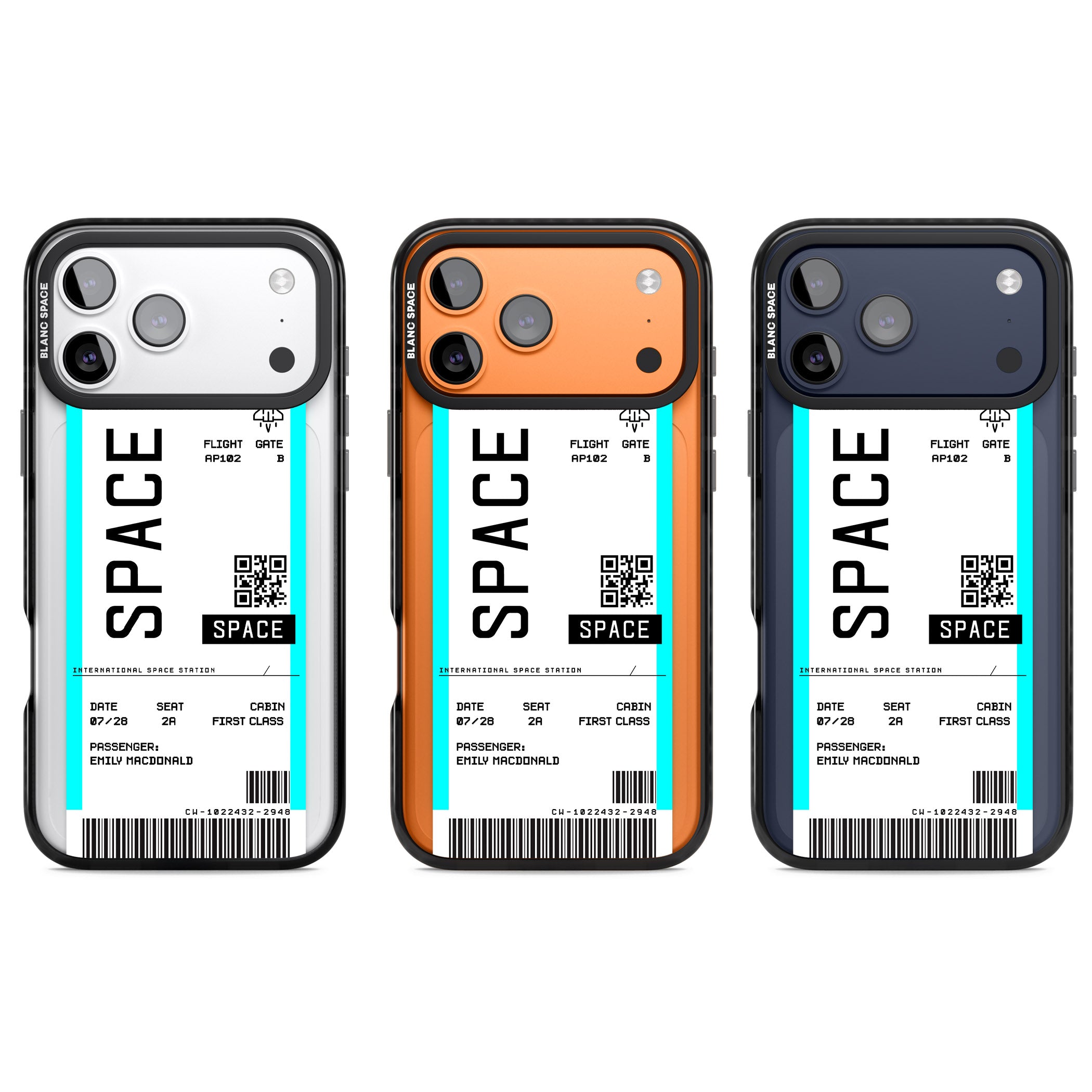 Personalised Space Travel Ticket iPhone 17 Pro Impact Black Phone Case APT Impact Protection
