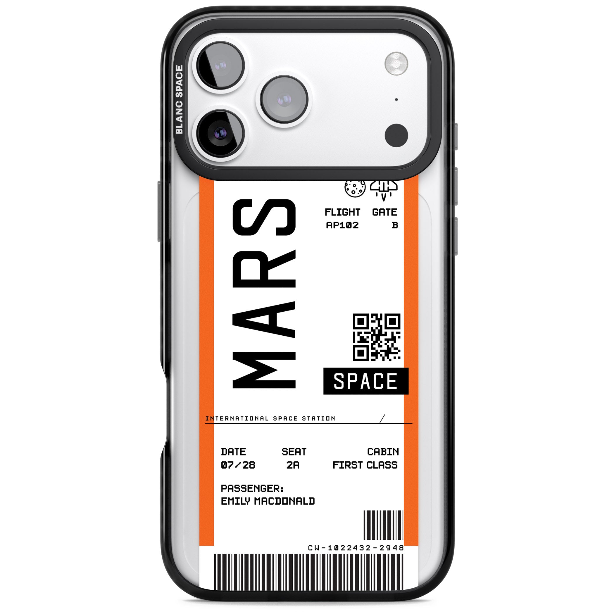 Personalised Mars Travel Ticket iPhone 17 Pro Impact Black Phone Case