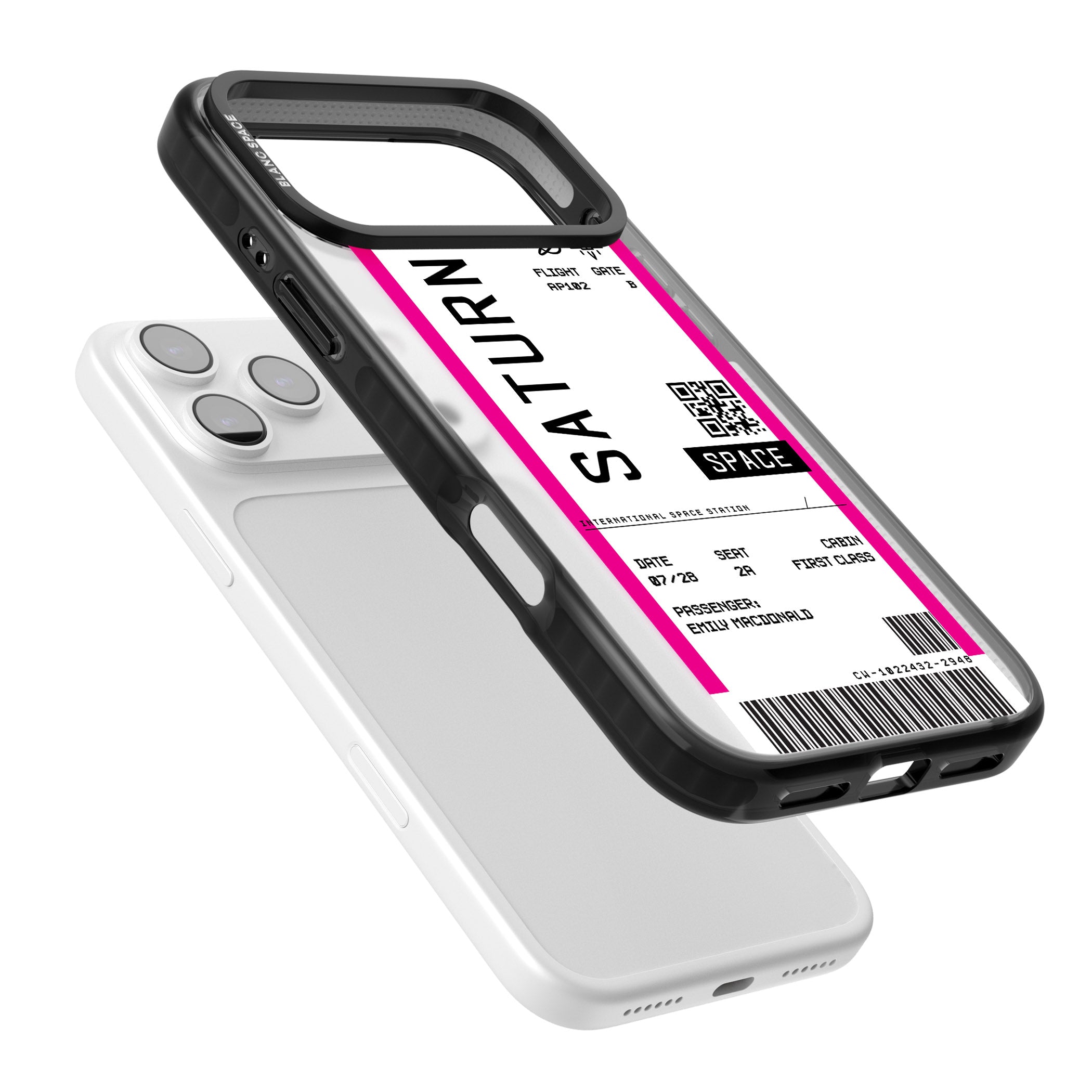 Personalised Saturn Travel Ticket iPhone 17 Pro Impact Black Phone Case Colours