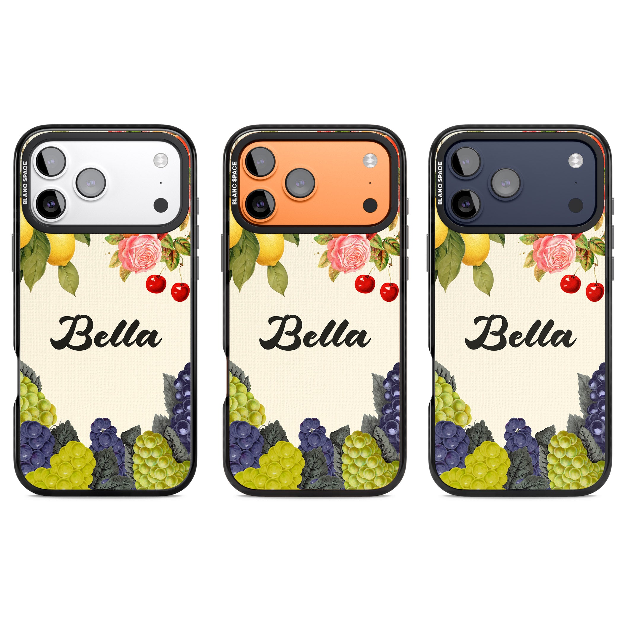 Personalised Vintage Fruits iPhone 17 Pro Impact Black Phone Case APT Impact Protection