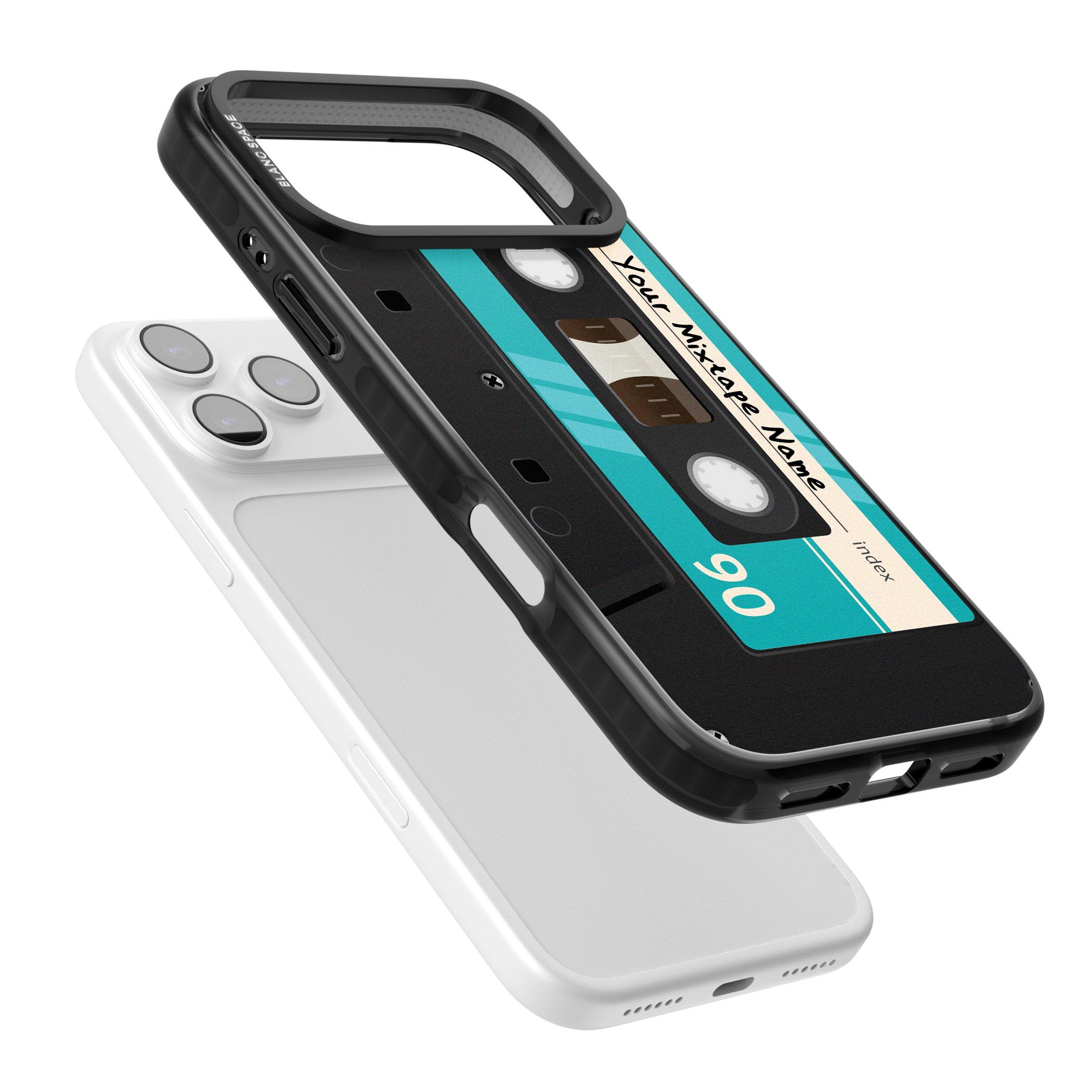 Personalised Retro Mixtape Dark iPhone 17 Pro Impact Black Phone Case Colours