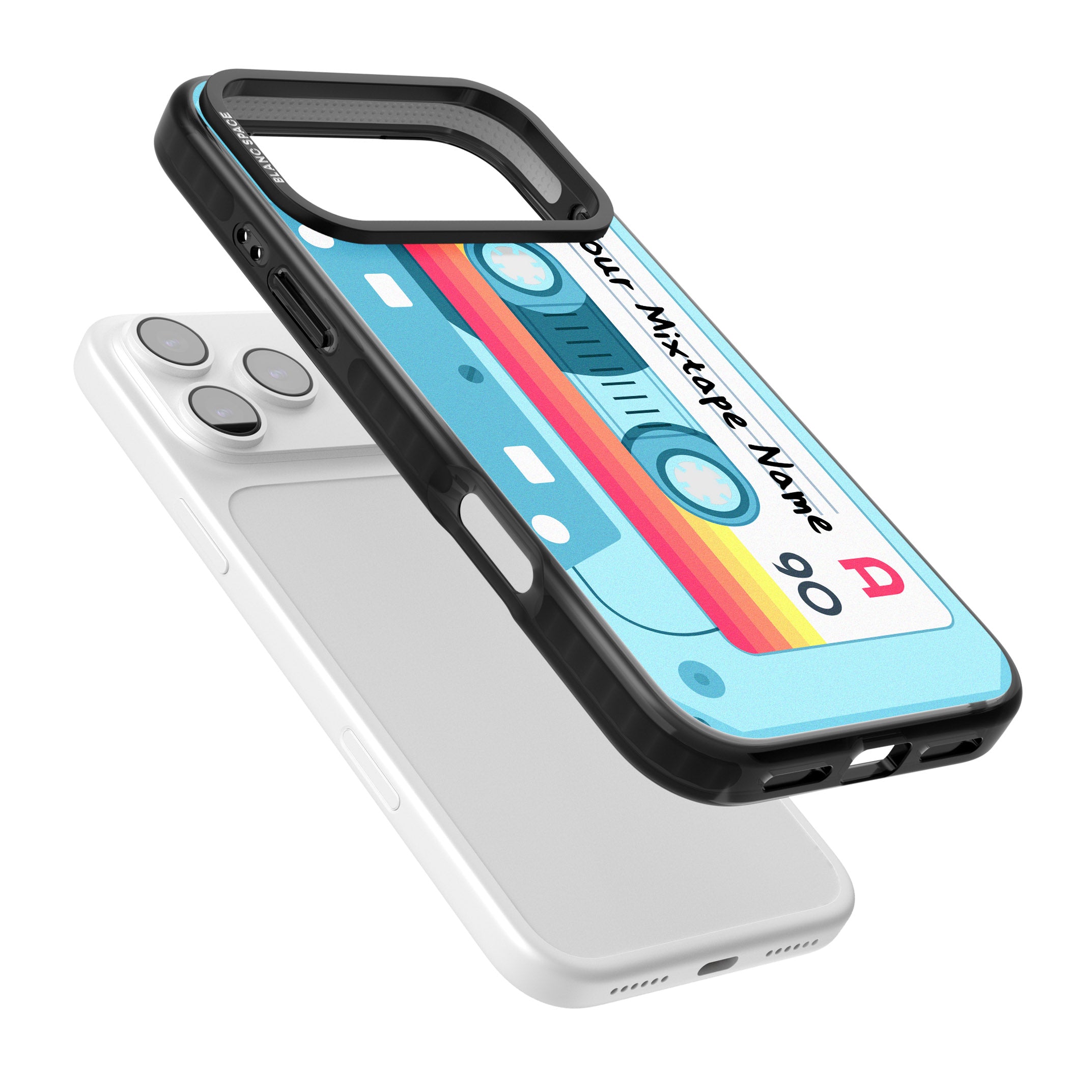 Personalised Retro Mixtape Sporty iPhone 17 Pro Impact Black Phone Case Colours