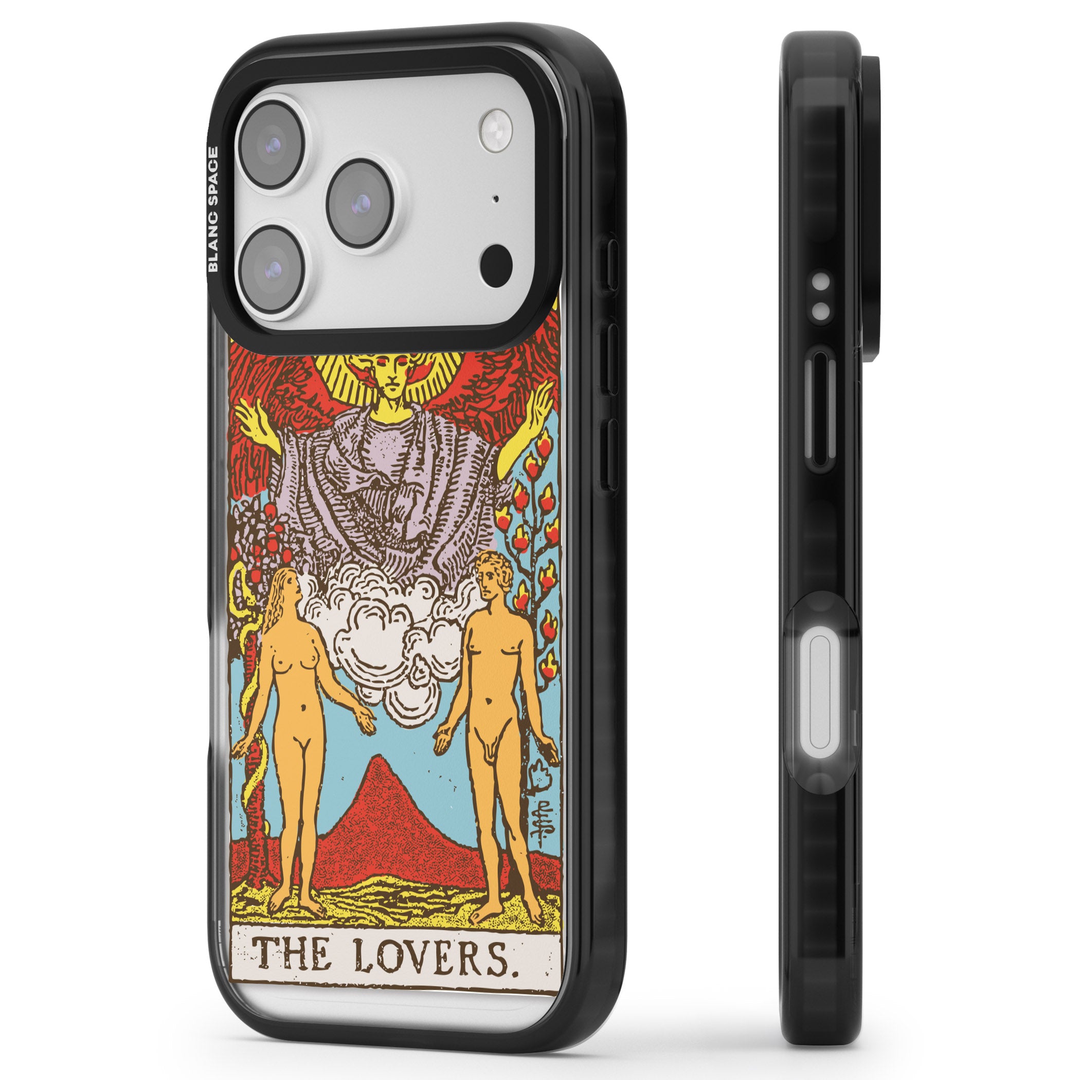 Personalised The Lovers Tarot Card (Color) iPhone 17 Pro Impact Black Phone Case Side Profile