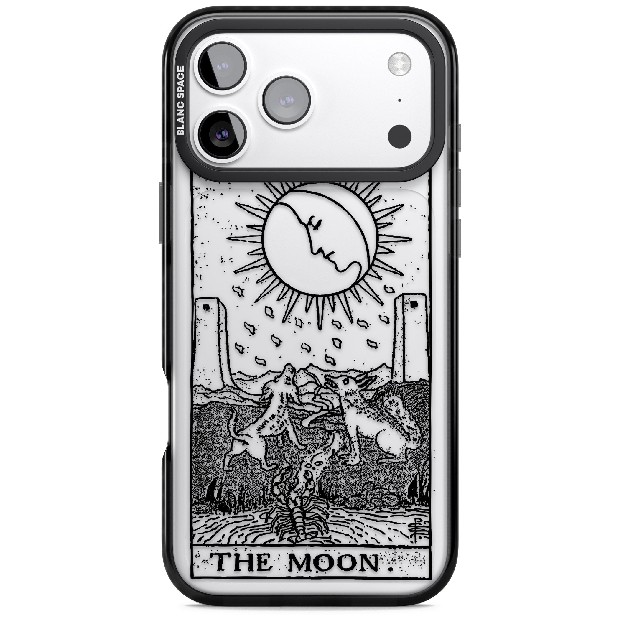 Personalised The Moon Tarot Card (Clear) iPhone 17 Pro Impact Black Phone Case