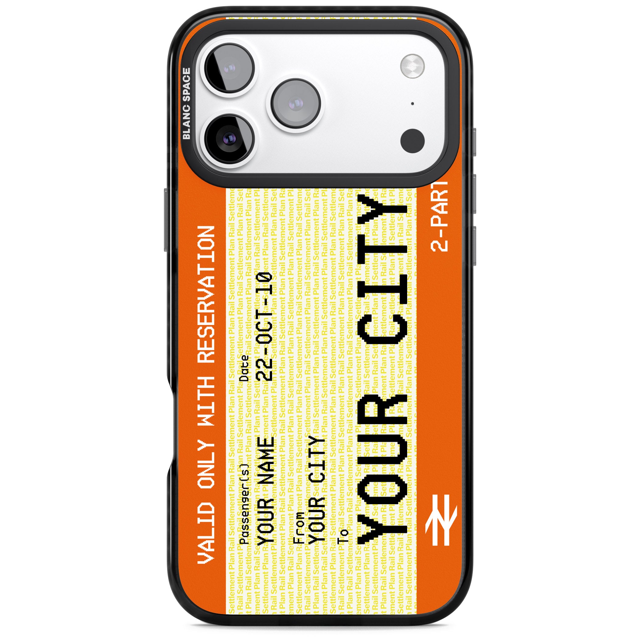 Personalised Create Your Own Train Ticket iPhone 17 Pro Impact Black Phone Case