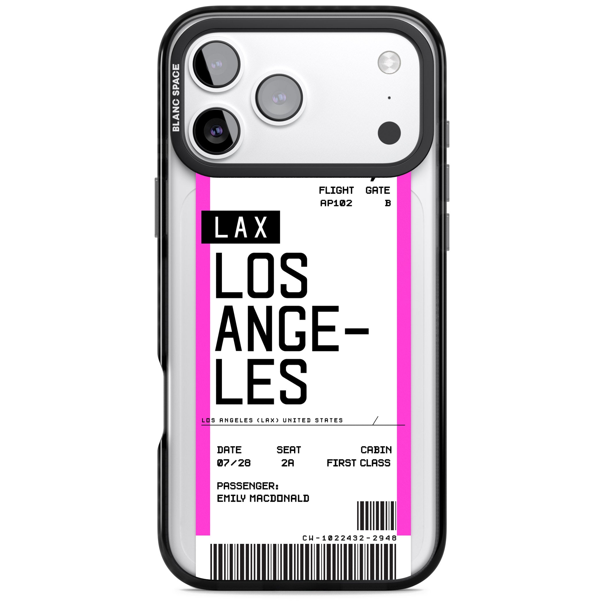 Personalised Los Angeles Boarding Pass iPhone 17 Pro Max Impact Black Phone Case