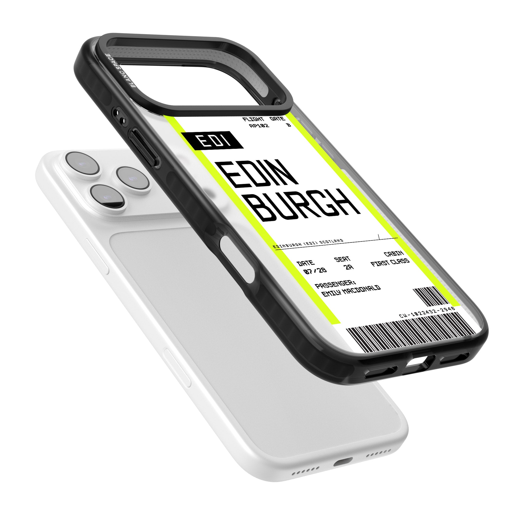 Personalised Edinburgh Boarding Pass iPhone 17 Pro Impact Black Phone Case Colours