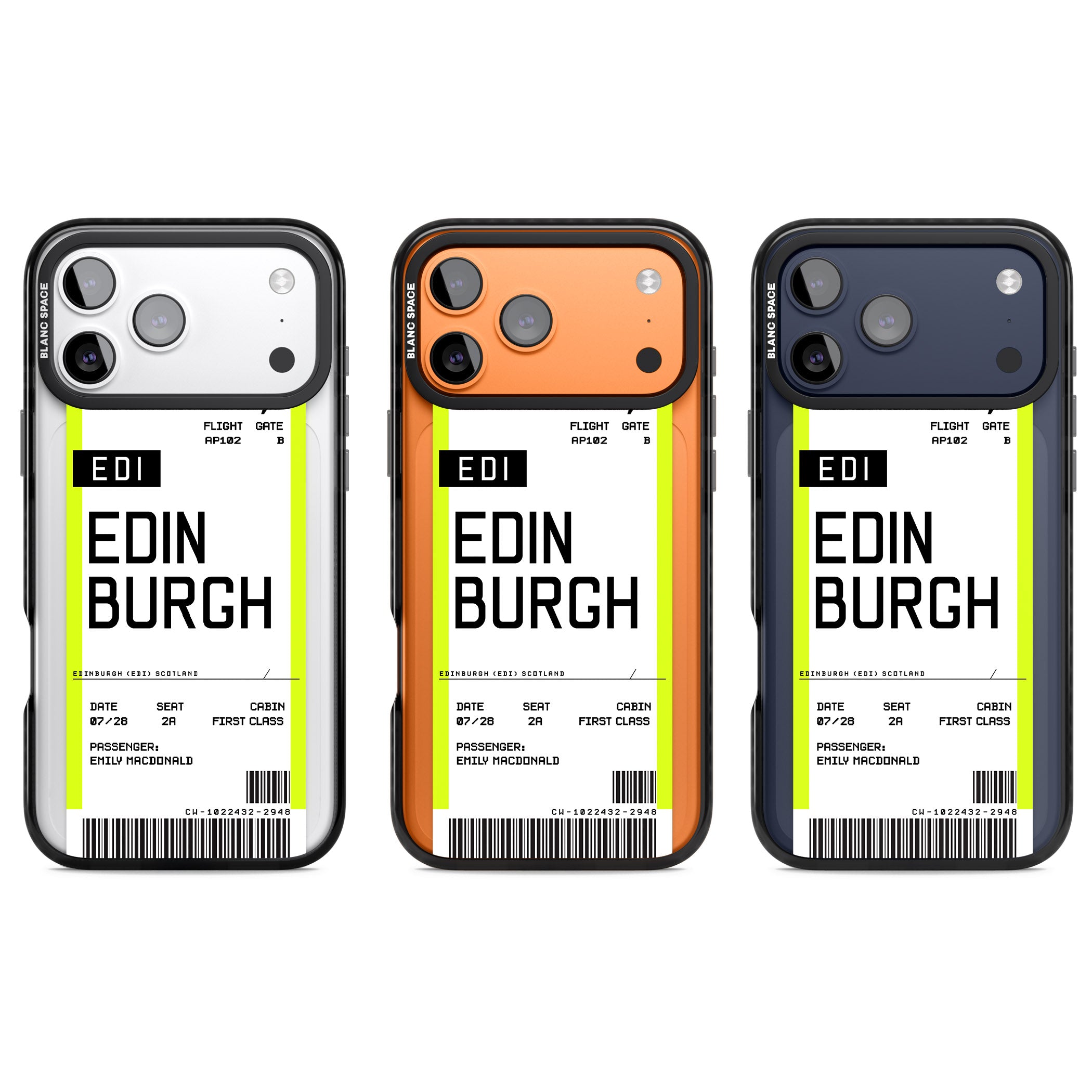 Personalised Edinburgh Boarding Pass iPhone 17 Pro Impact Black Phone Case APT Impact Protection