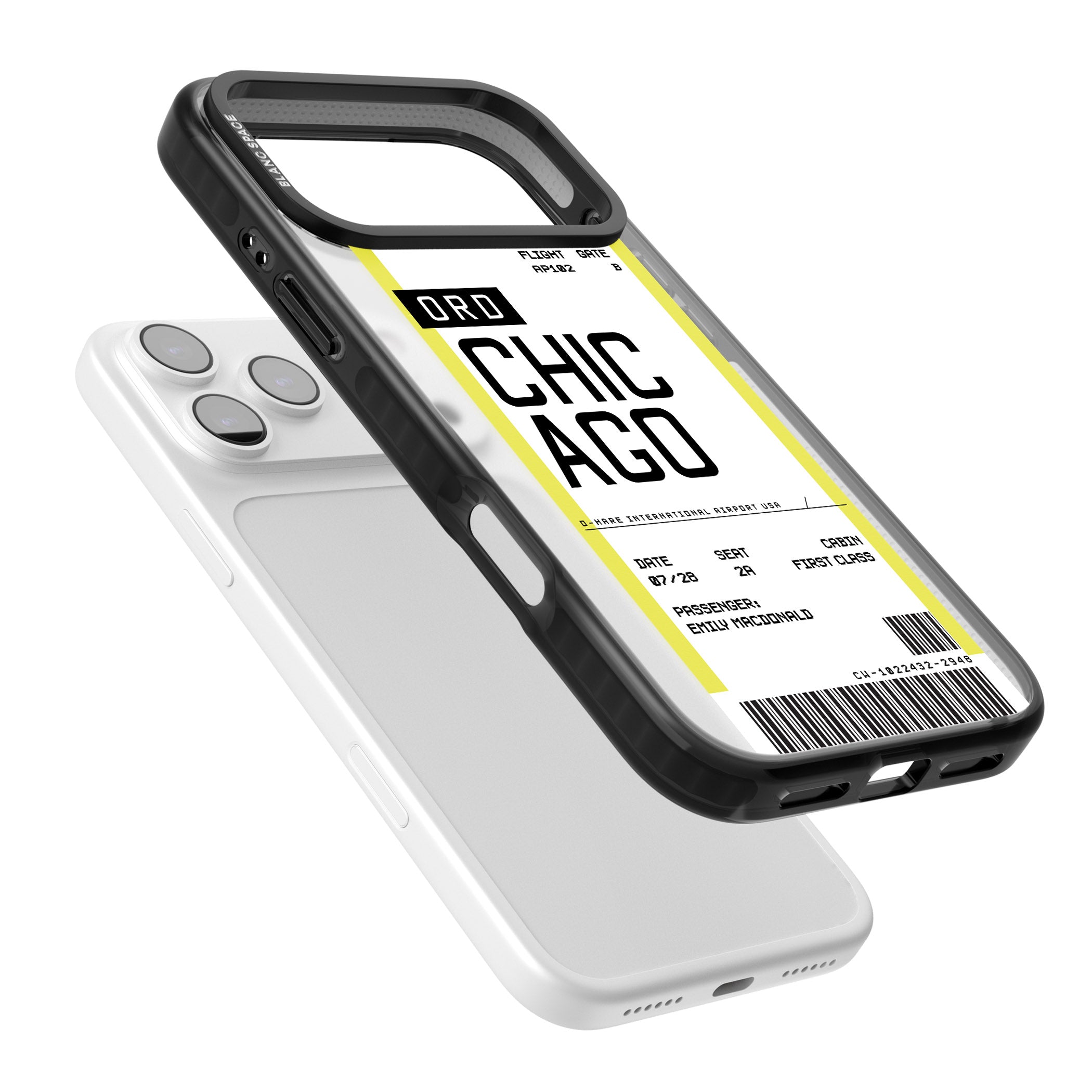 Personalised Chicago Boarding Pass iPhone 17 Pro Impact Black Phone Case Colours