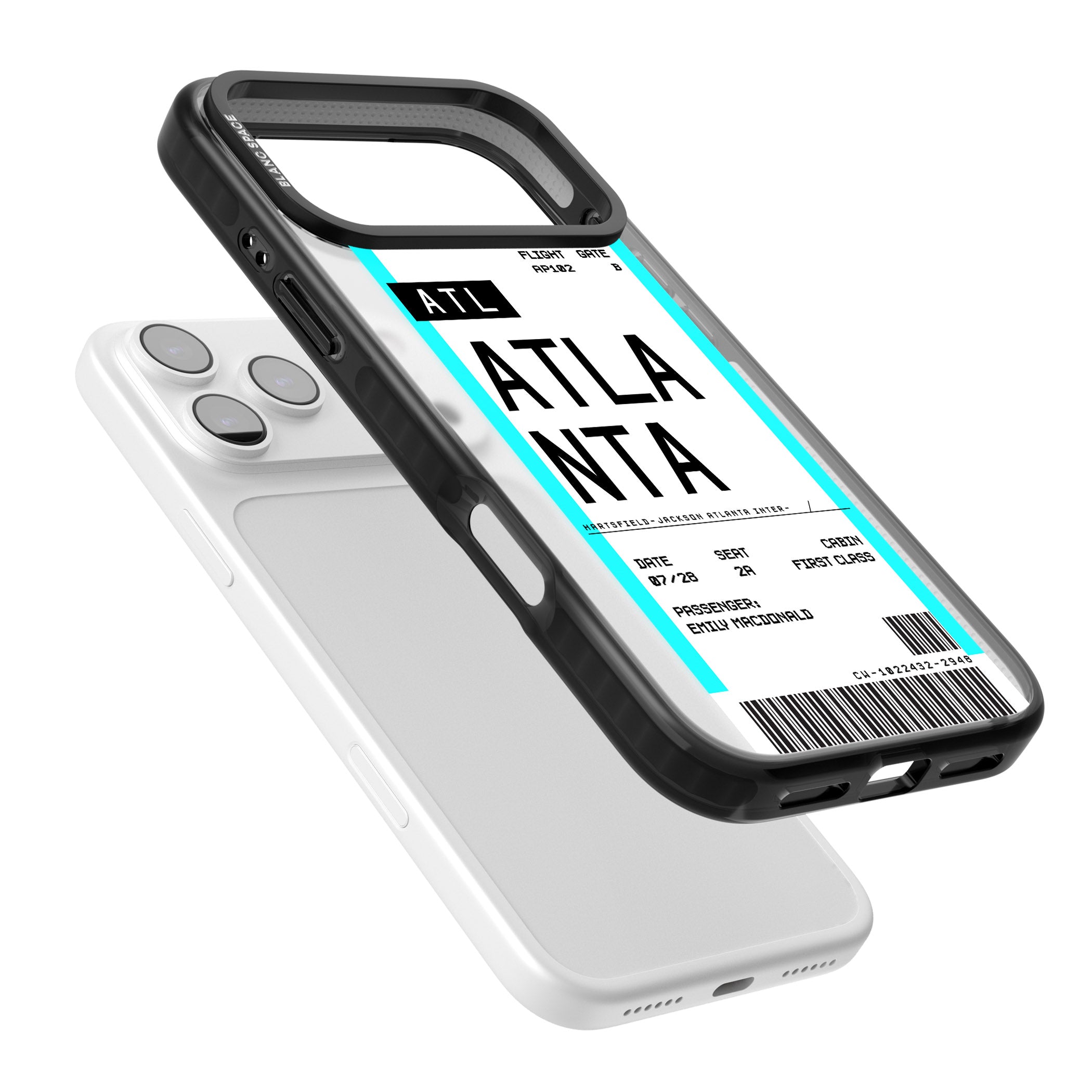 Personalised Atlanta Boarding Pass iPhone 17 Pro Max Impact Black Phone Case Colours
