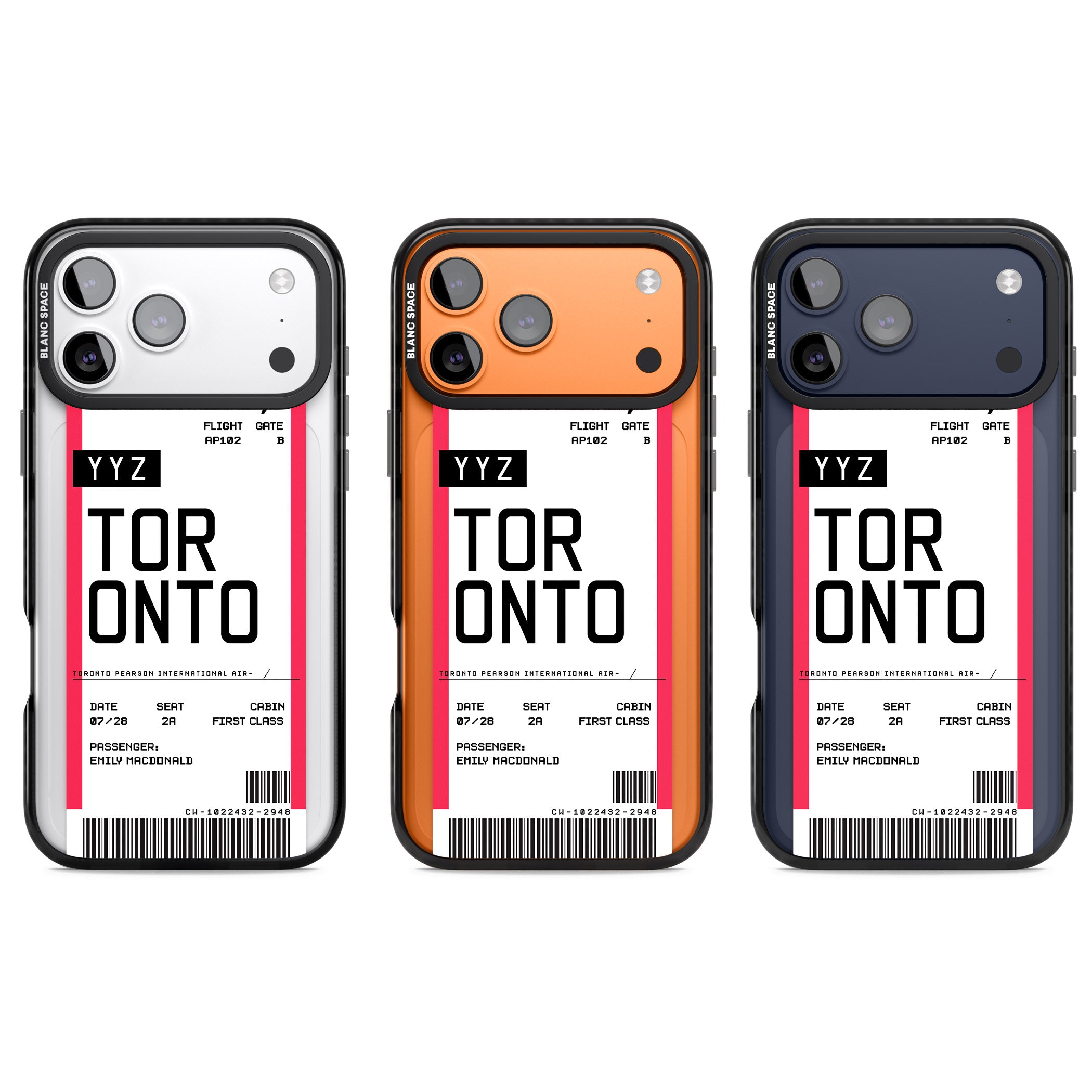 Personalised Toronto Boarding Pass iPhone 17 Pro Impact Black Phone Case APT Impact Protection