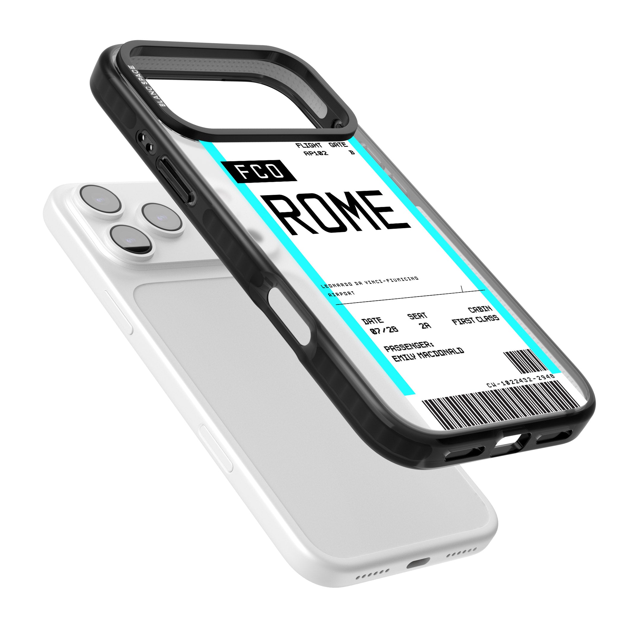 Personalised Rome Boarding Pass iPhone 17 Pro Impact Black Phone Case Colours