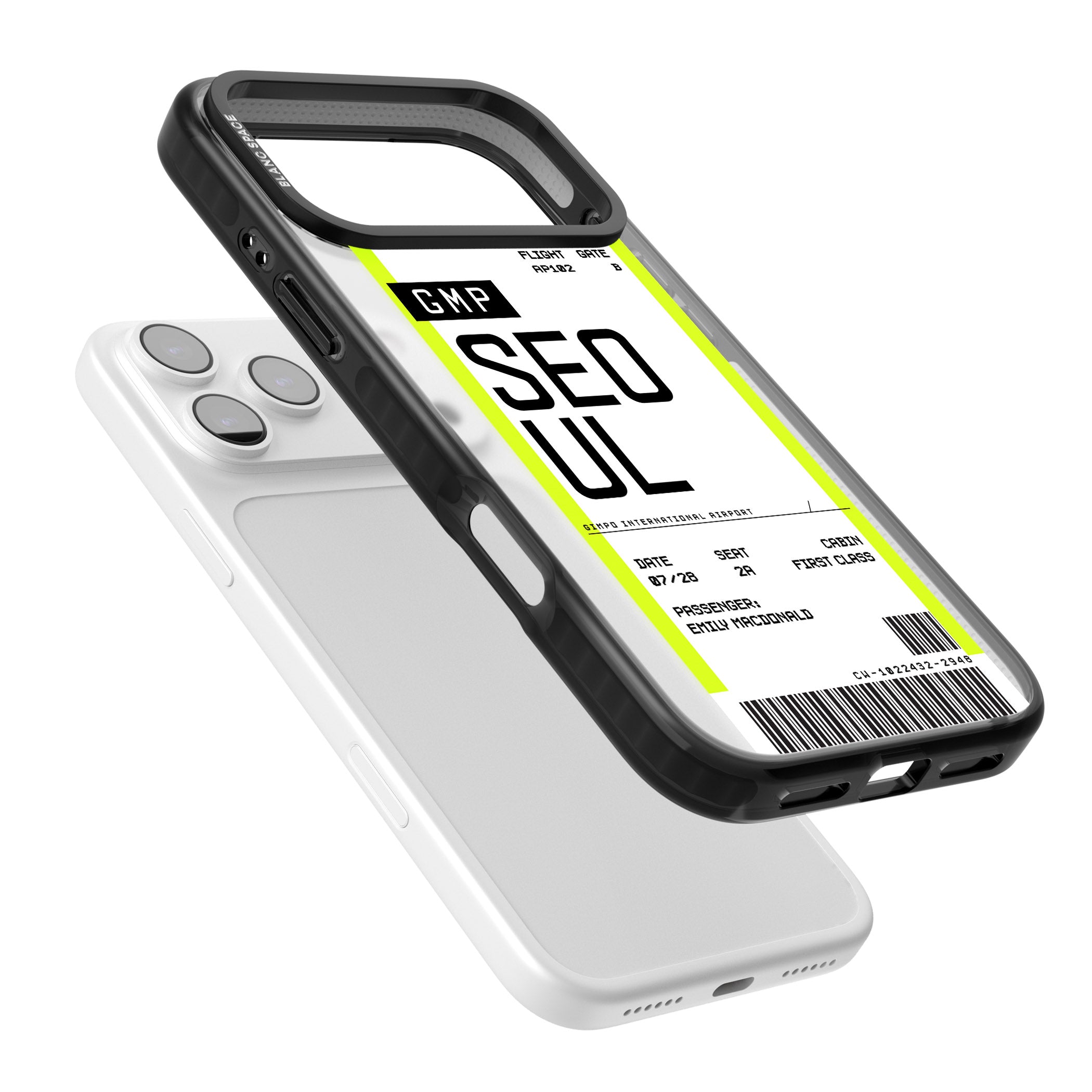 Personalised Seoul Boarding Pass iPhone 17 Pro Impact Black Phone Case Colours