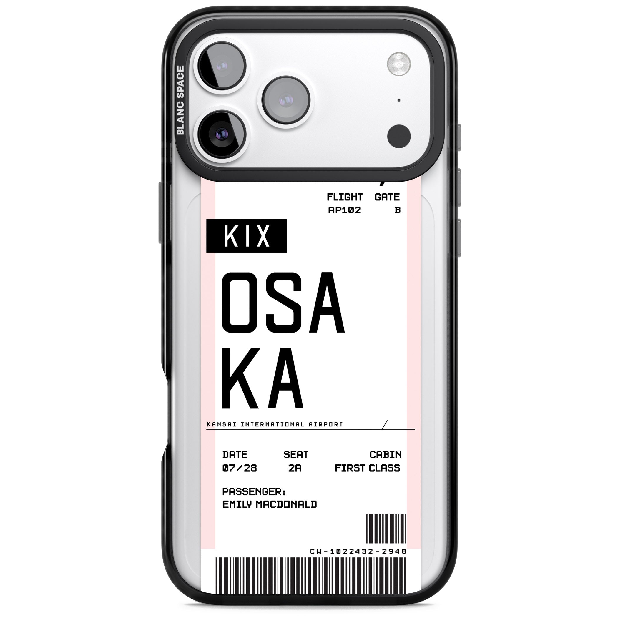 Personalised Osaka Boarding Pass iPhone 17 Pro Max Impact Black Phone Case
