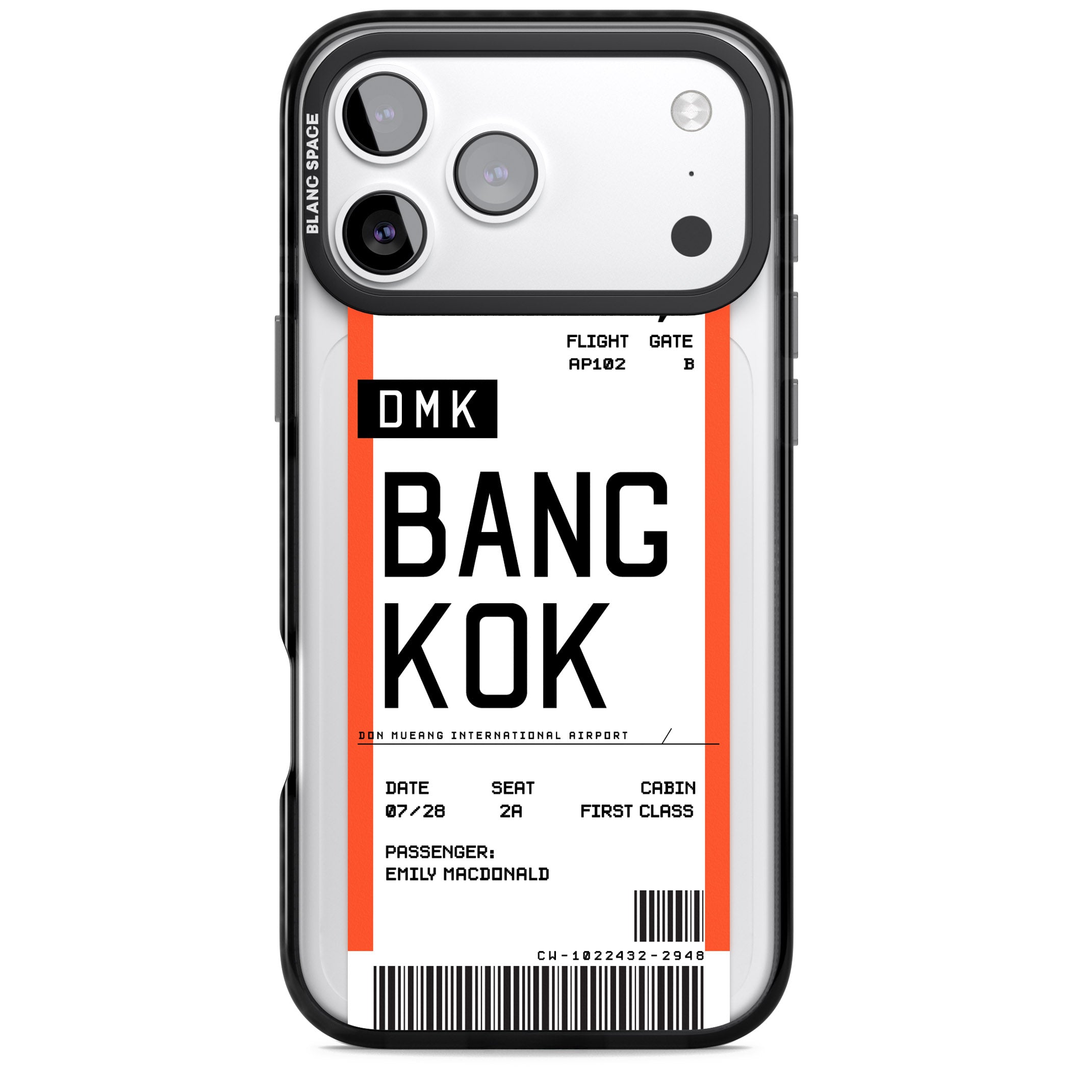 Personalised Bangkok Boarding Pass iPhone 17 Pro Impact Black Phone Case