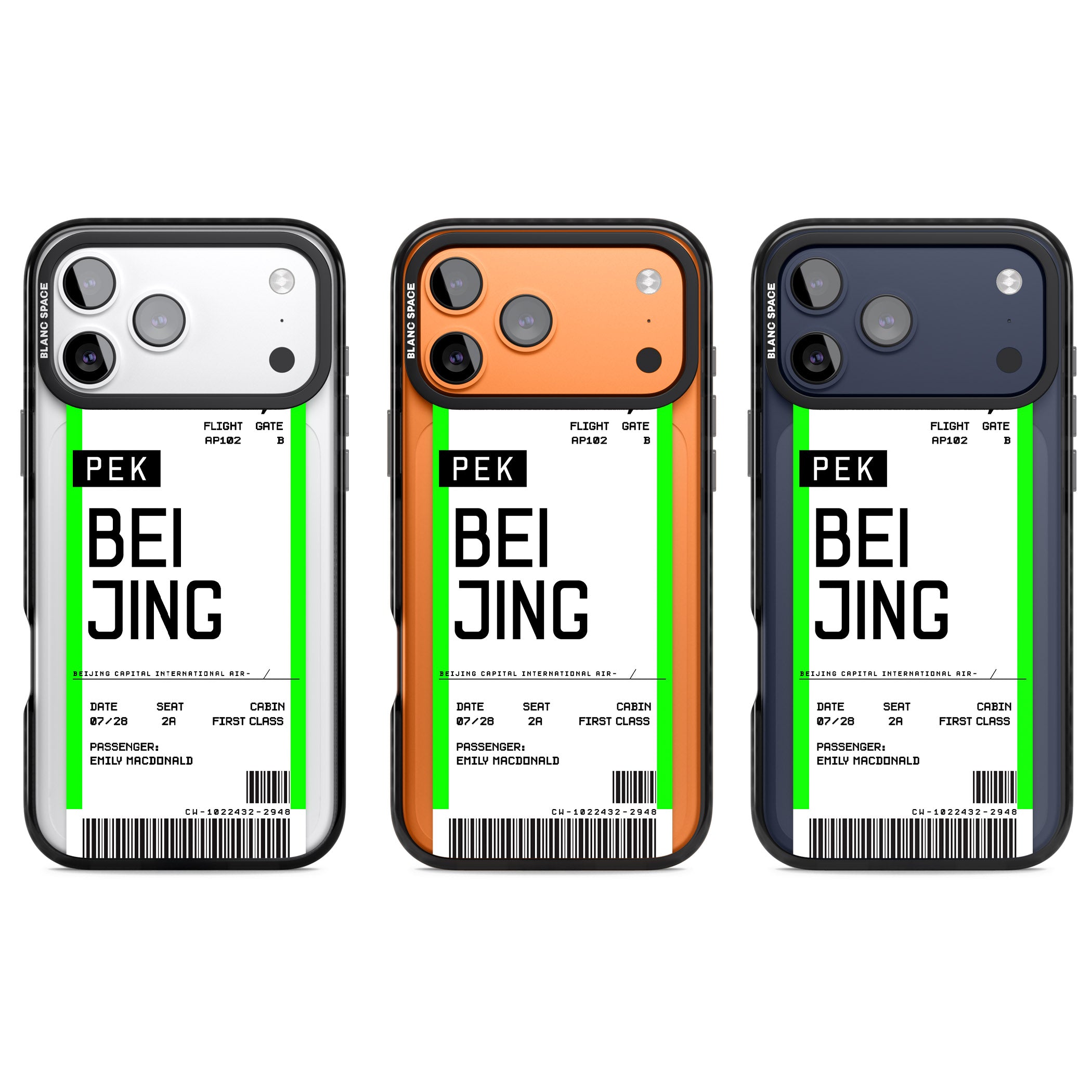 Personalised Beijing Boarding Pass iPhone 17 Pro Impact Black Phone Case APT Impact Protection