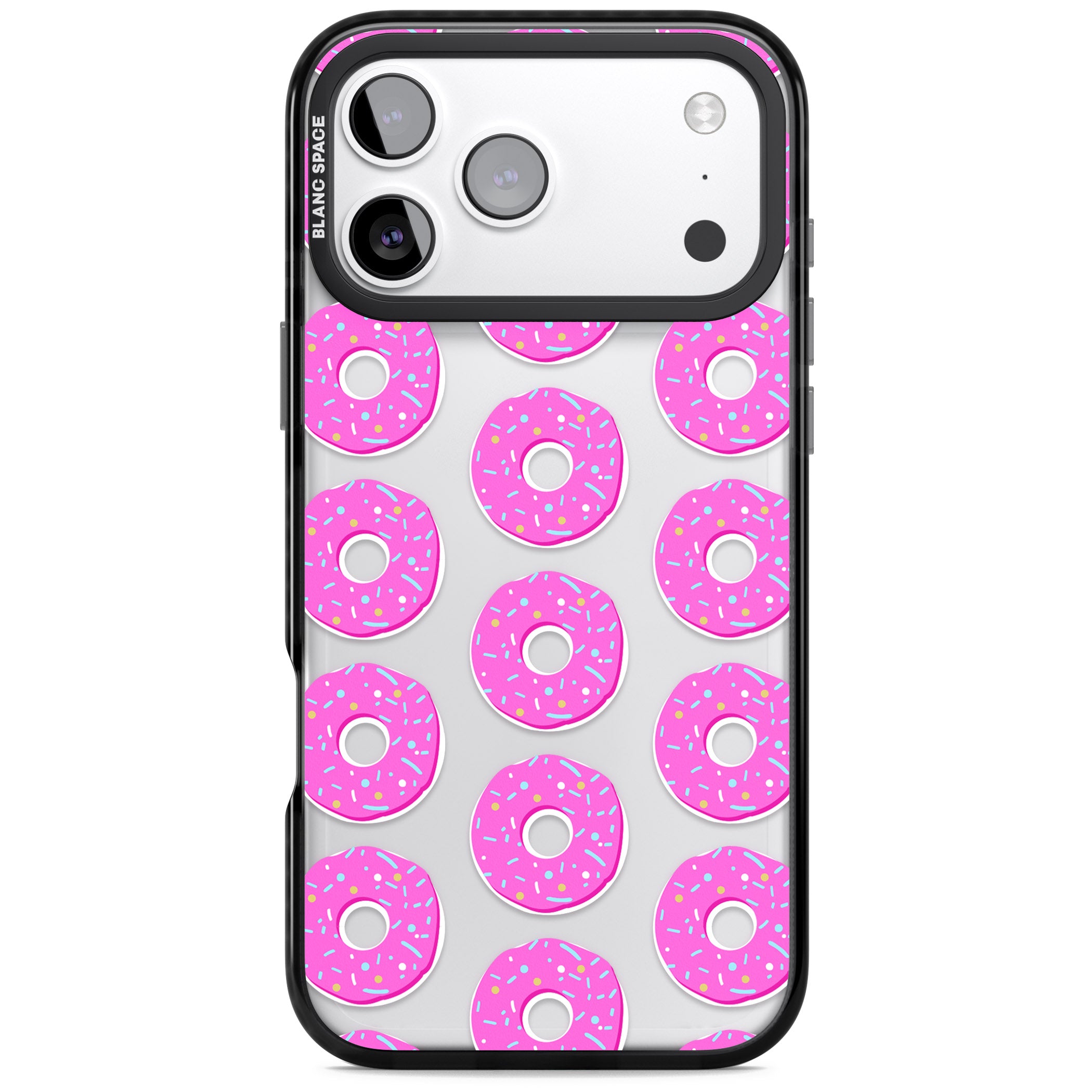 Pink Donut Pattern iPhone 17 Pro Impact Black Phone Case