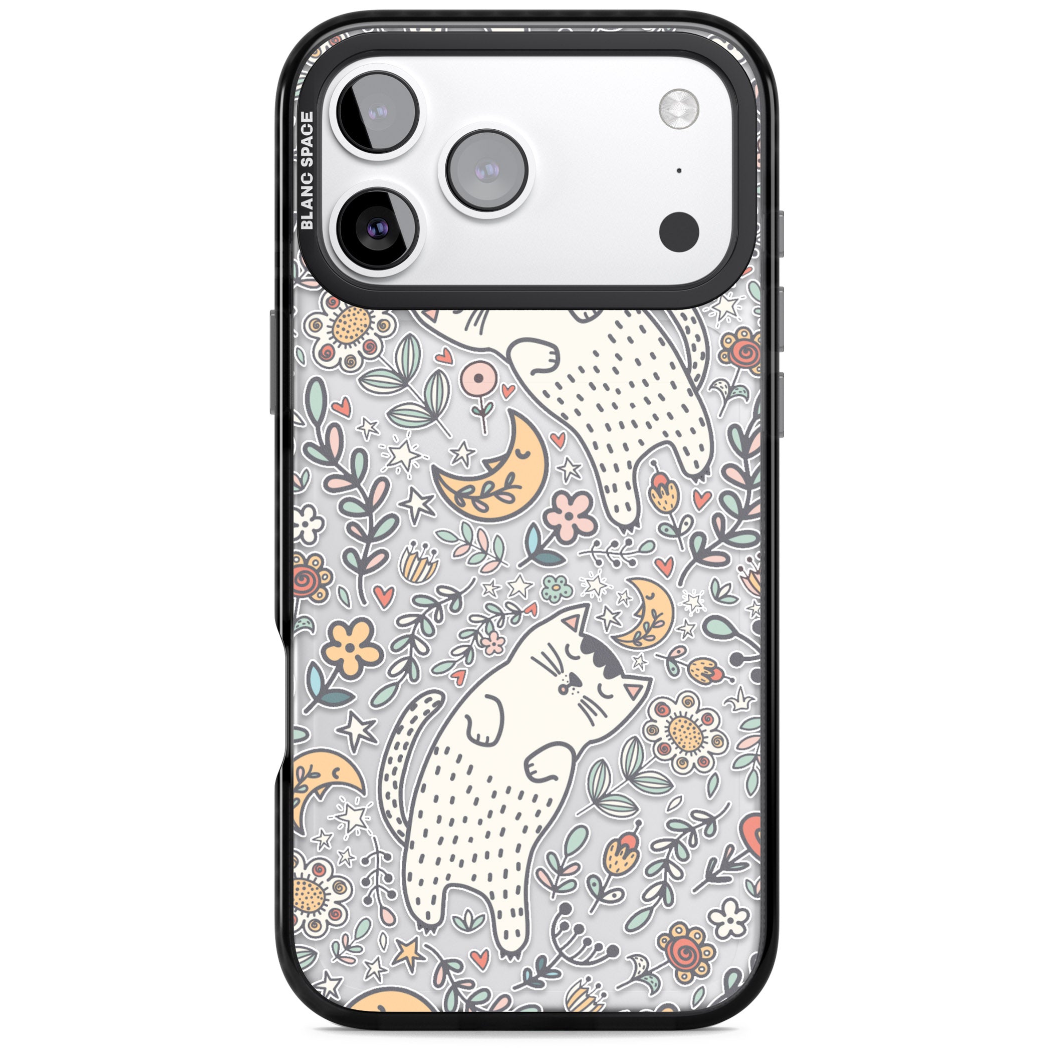 Sleeping Cat Pattern iPhone 17 Pro Impact Black Phone Case