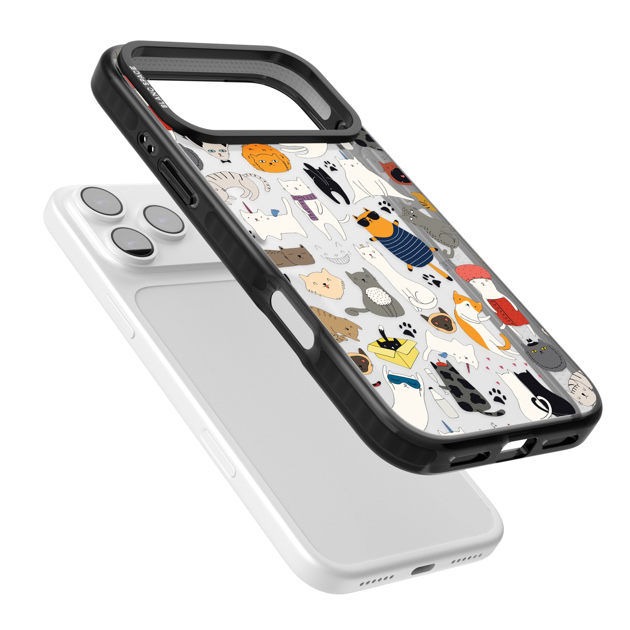 Cartoon Cat Collage iPhone 17 Pro Impact Black Phone Case Colours