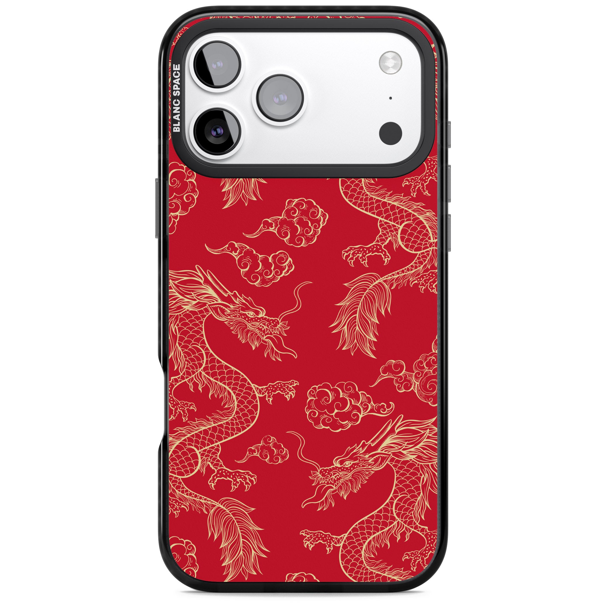 Red And Gold Dragon Pattern iPhone 17 Pro Impact Black Phone Case