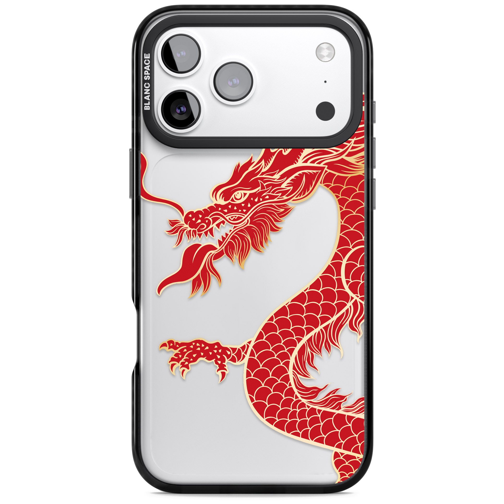 Large Red Dragon iPhone 17 Pro Impact Black Phone Case
