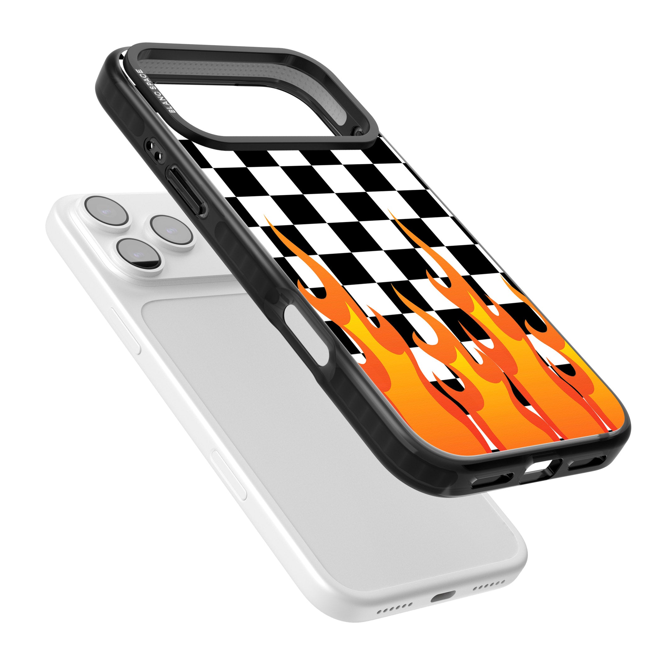 Checkered Fire iPhone 17 Pro Impact Black Phone Case Colours