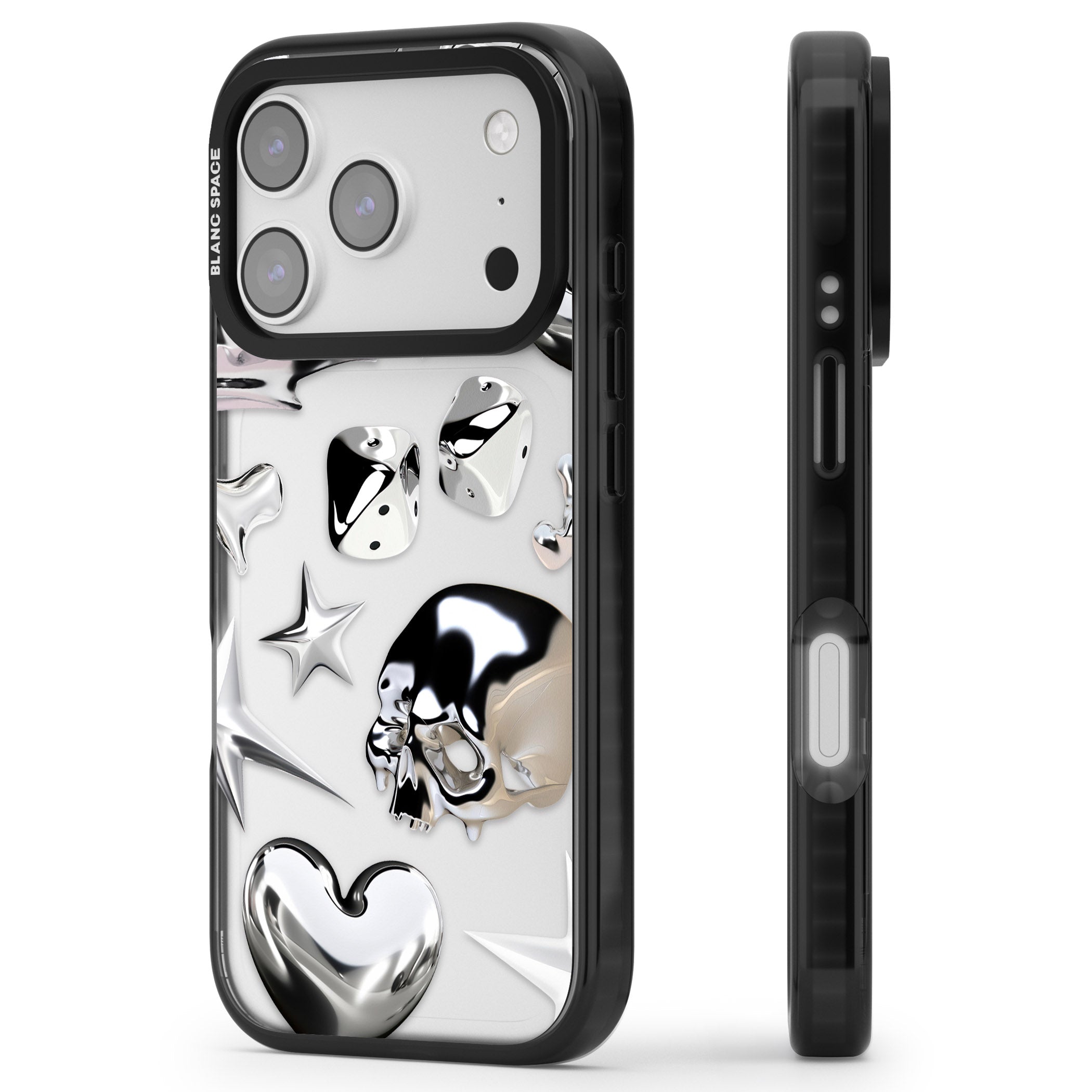Chromed iPhone 17 Pro Impact Black Phone Case Side Profile