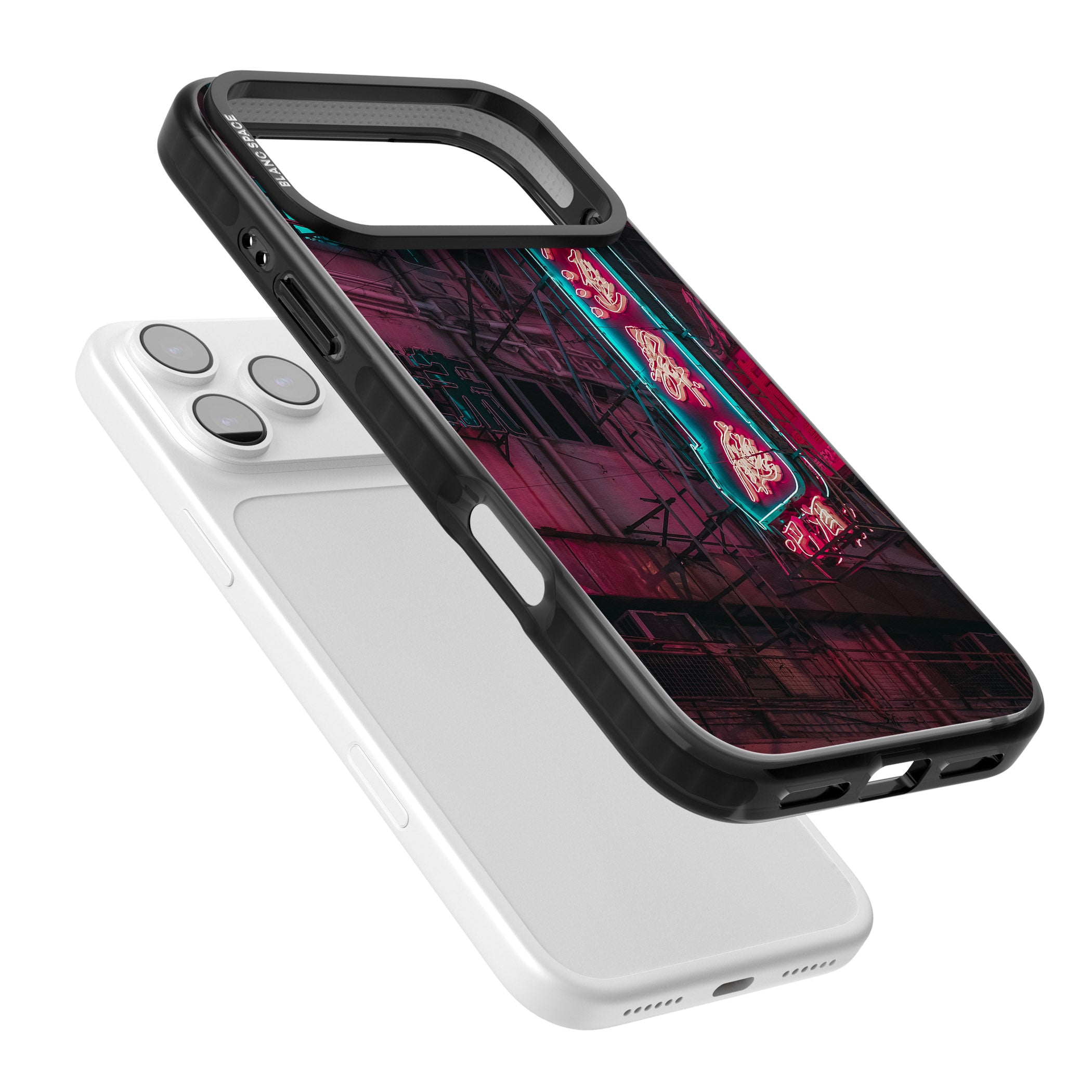 Neon Kanji Cityscape iPhone 17 Pro Impact Black Phone Case Colours