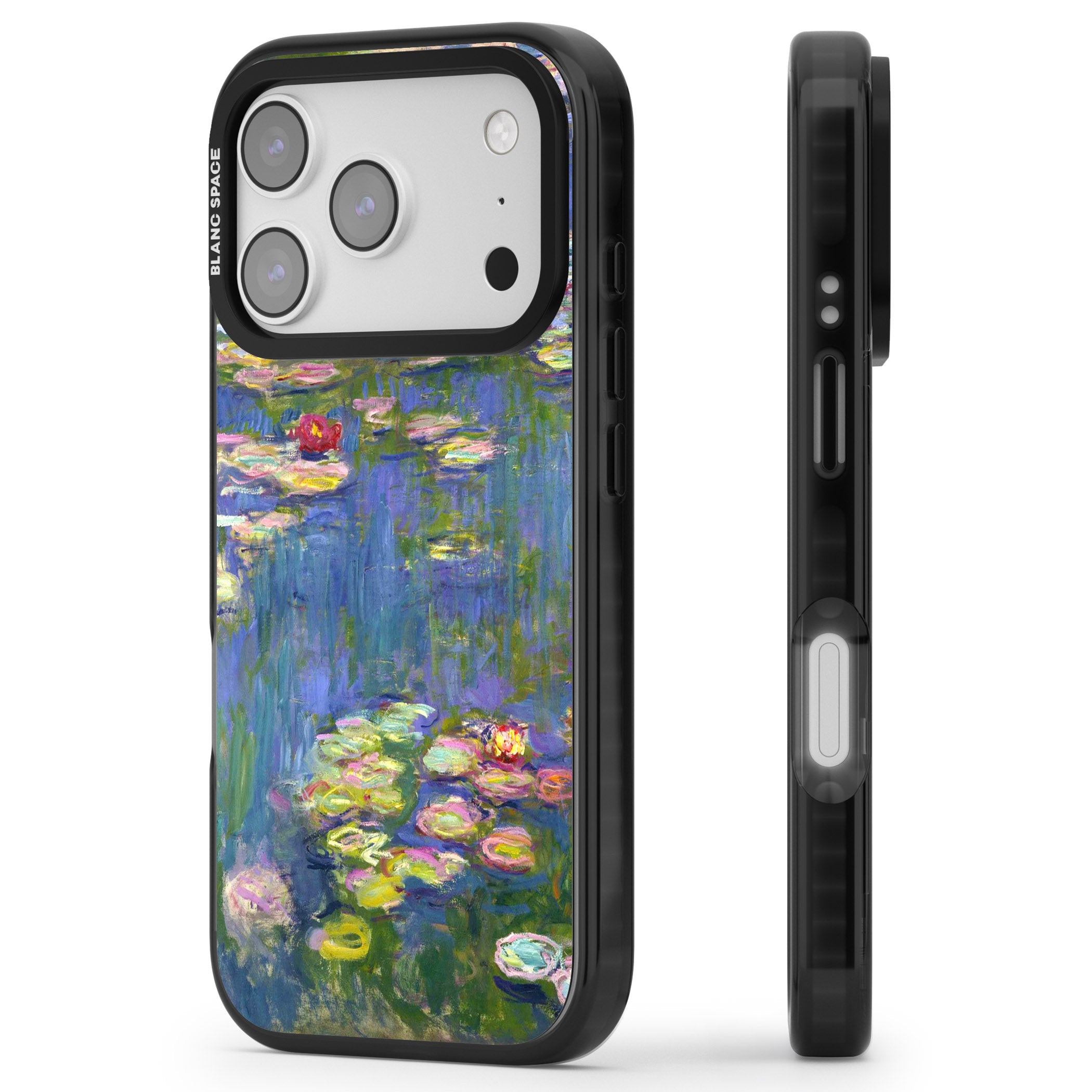 Water Lilies II iPhone 17 Pro Impact Black Phone Case Side Profile