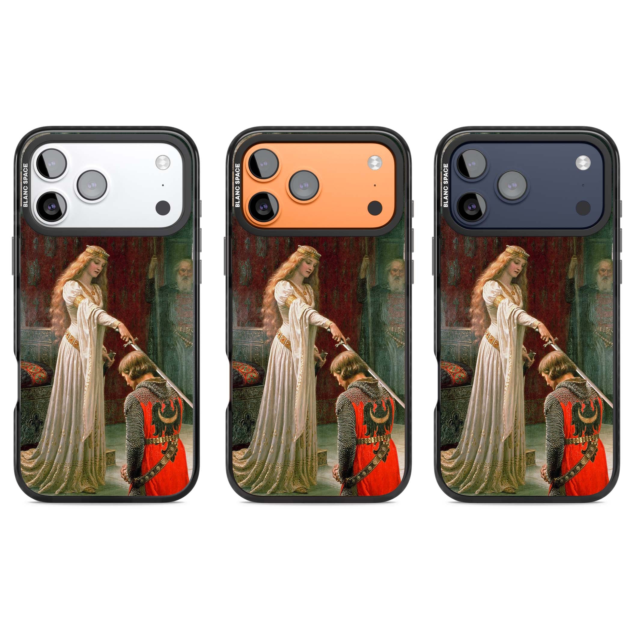 The Accolade renaissance art iPhone case featuring Edmund Blair Leighton's painting of a queen knighting a kneeling knight | Clear Impact case for iPhone 17 Pro, iPhone 17 Pro Max