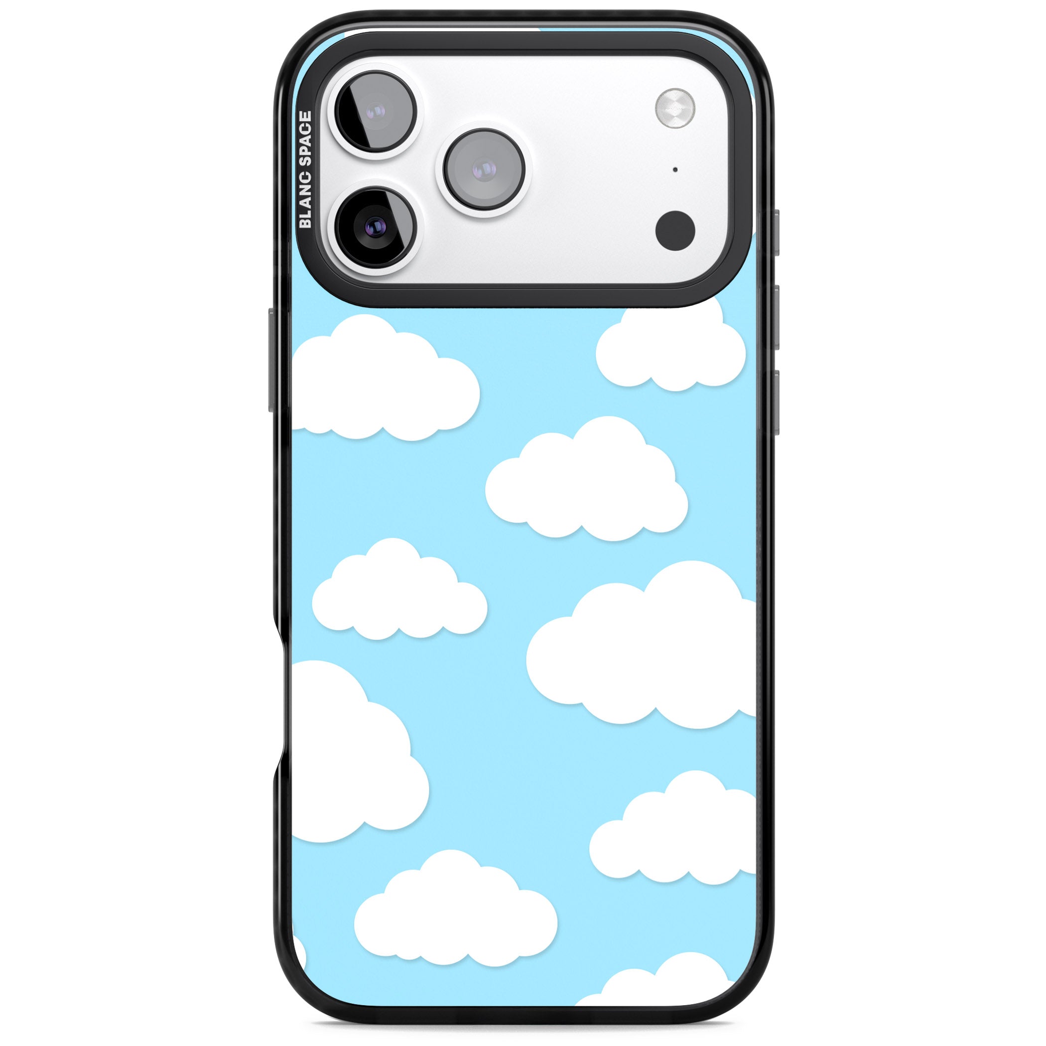 Blue Sky & Clouds Pattern iPhone 17 Pro Impact Black Phone Case