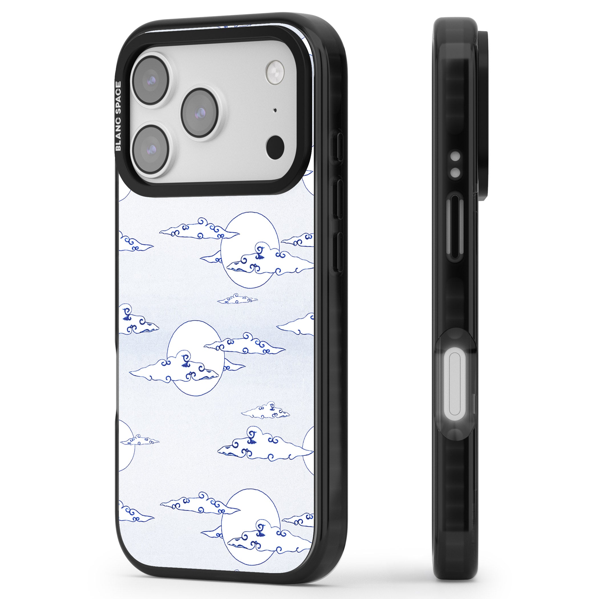 Moon & Clouds iPhone 17 Pro Impact Black Phone Case Side Profile