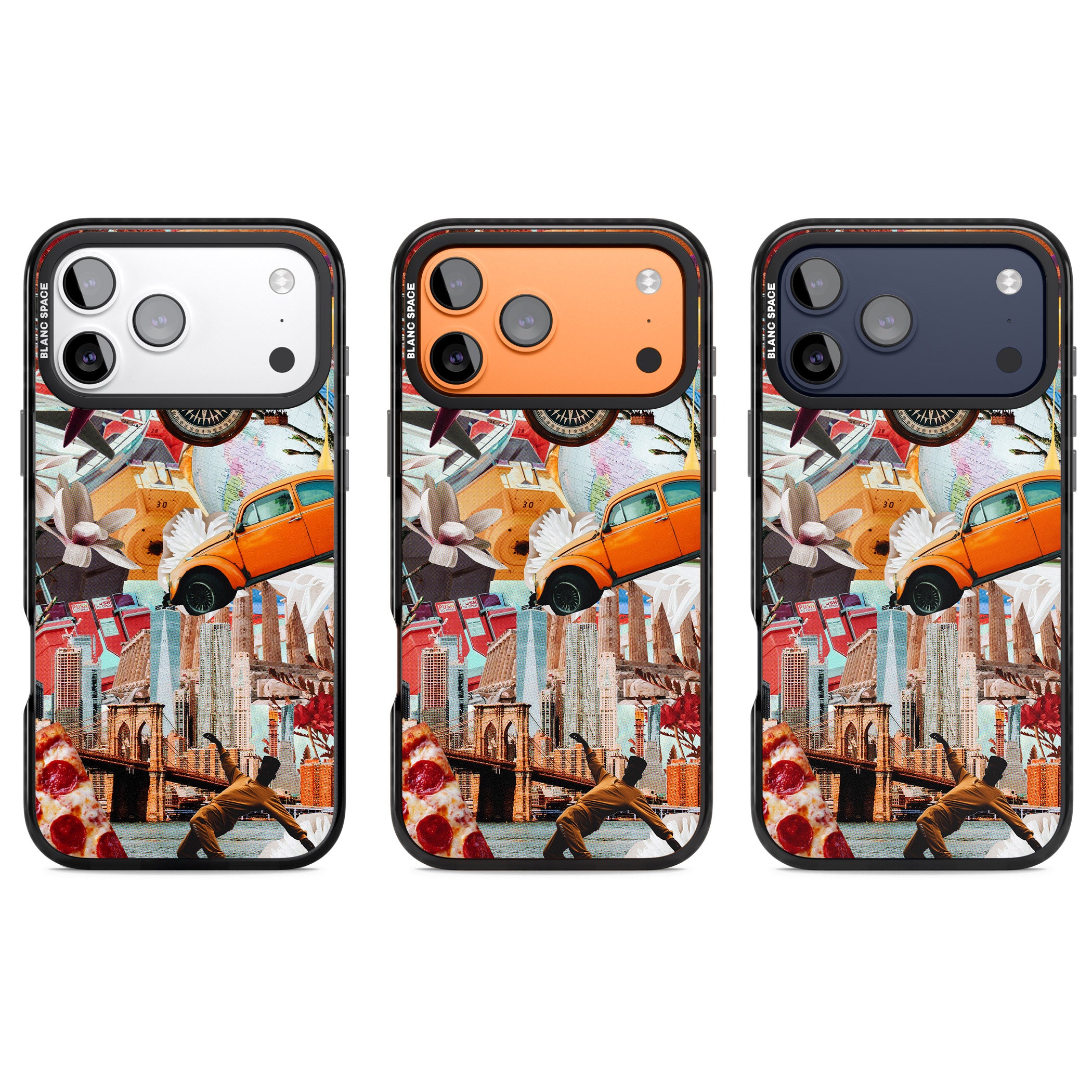 Bold New York Collage iPhone 17 Pro Impact Black Phone Case APT Impact Protection